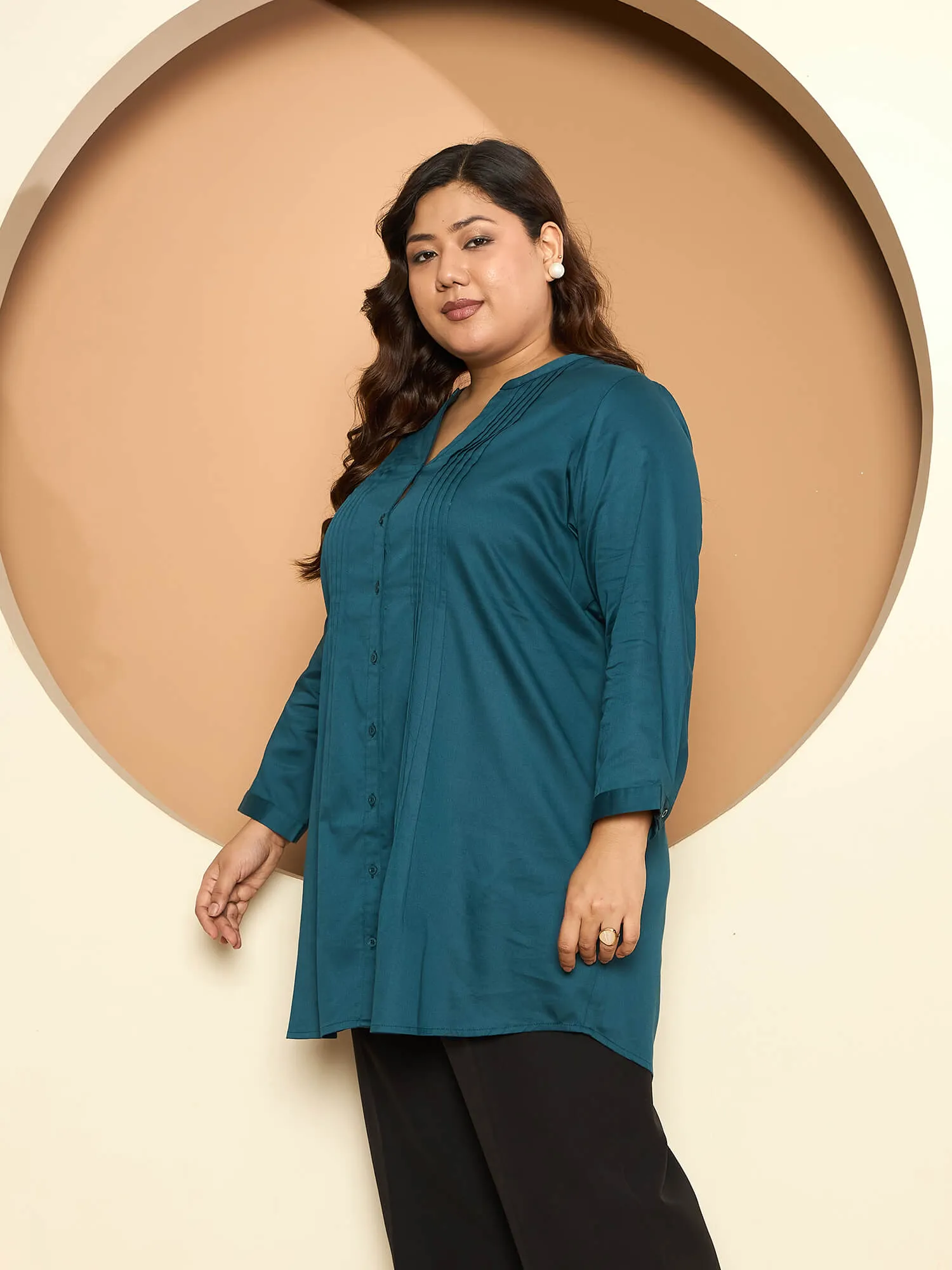 LB-RIgu Pintuck Detail Tunic-Teal Green sold by Salt Attire product image thumbnail 2