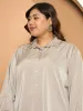 LB-Nicola Satin Button Down Shirt-Champagne sold by Salt Attire