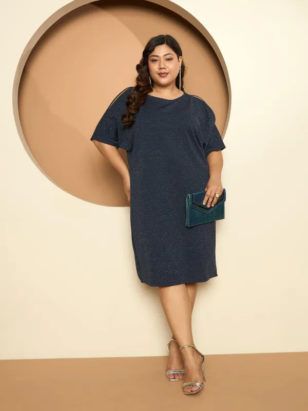 LB-Kiki Cold Shoulder Shift Dress-Navy sold by Salt Attire