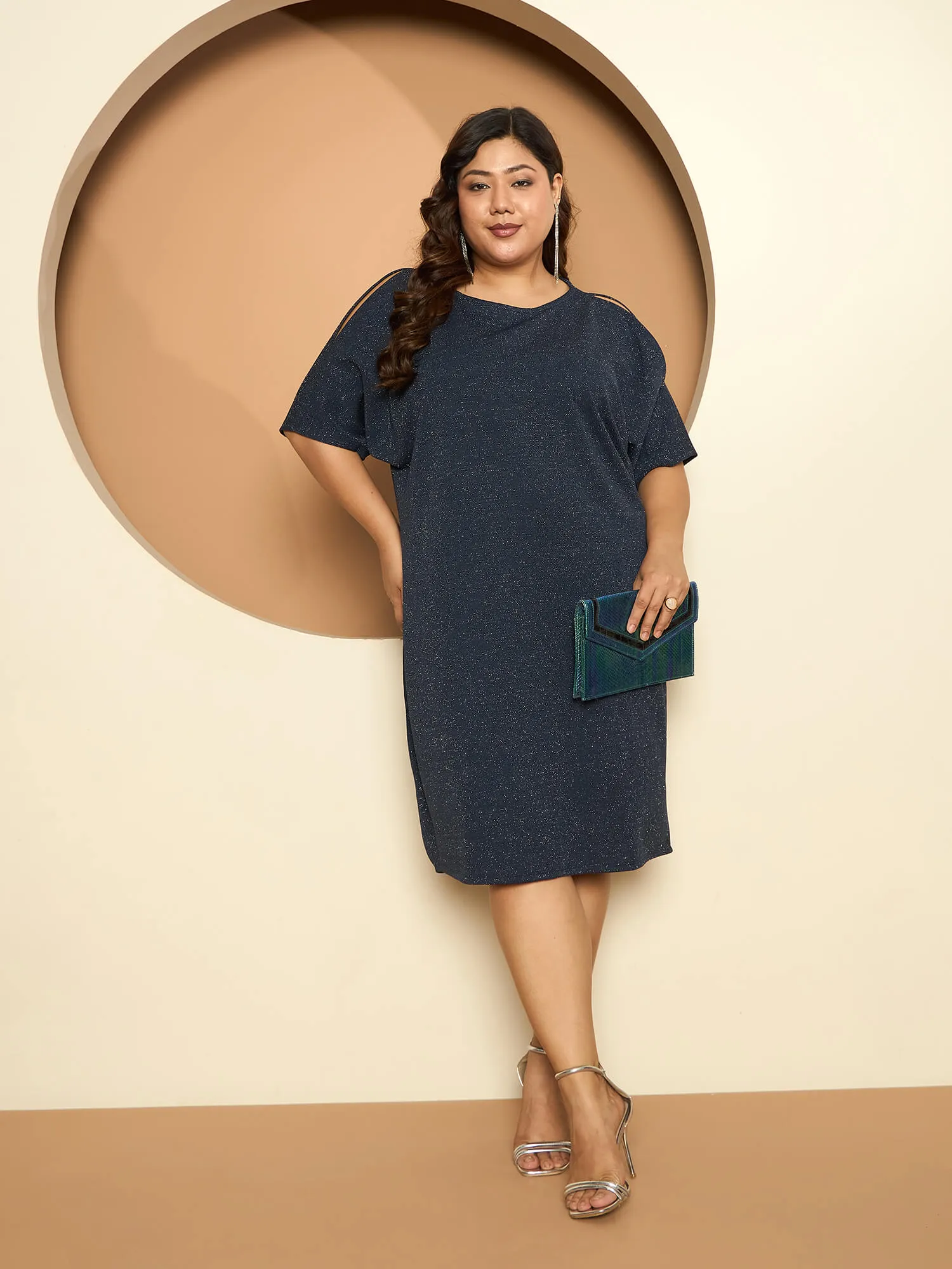 LB-Kiki Cold Shoulder Shift Dress-Navy sold by Salt Attire