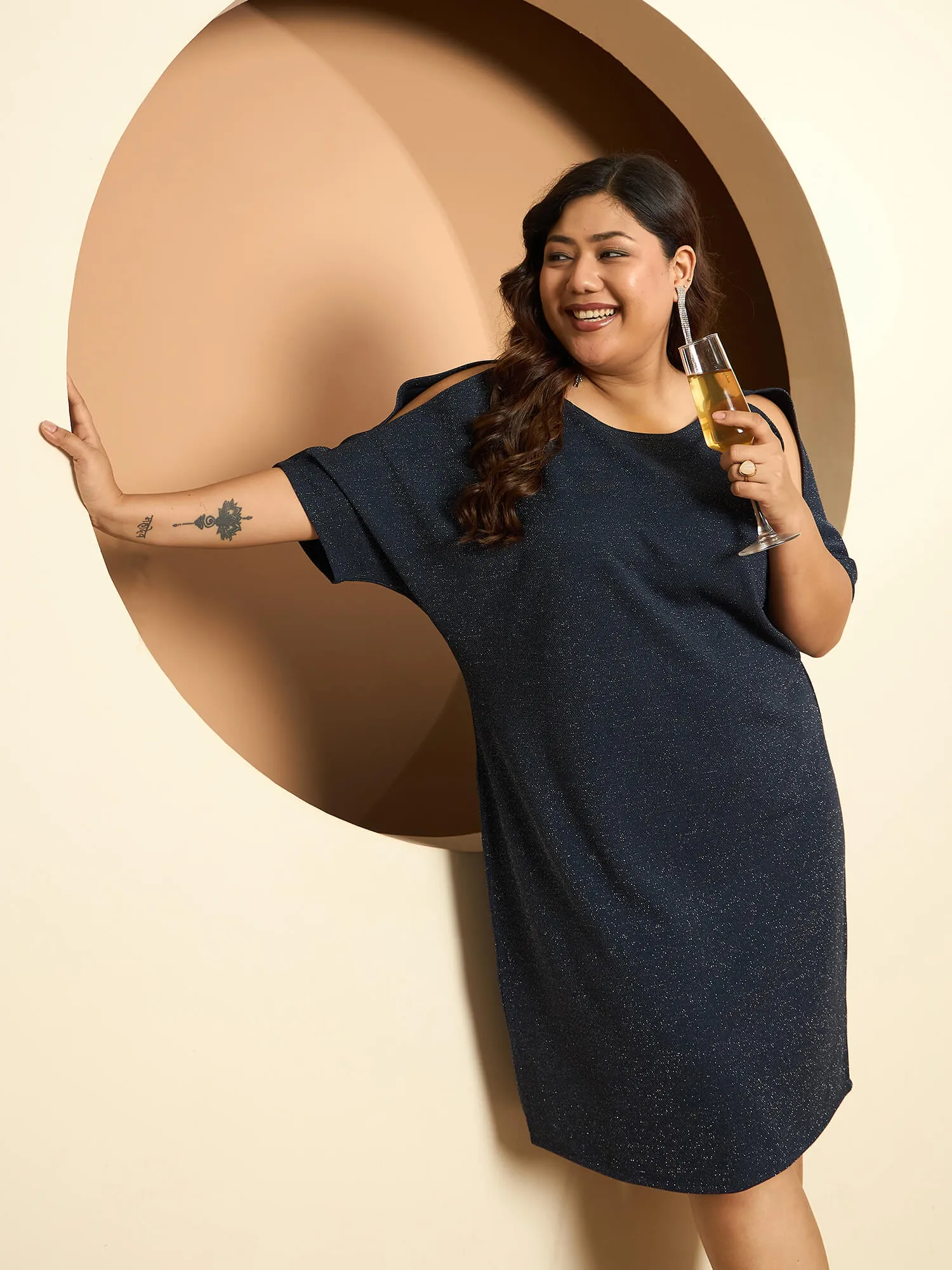 LB-Kiki Cold Shoulder Shift Dress-Navy sold by Salt Attire product image thumbnail 5