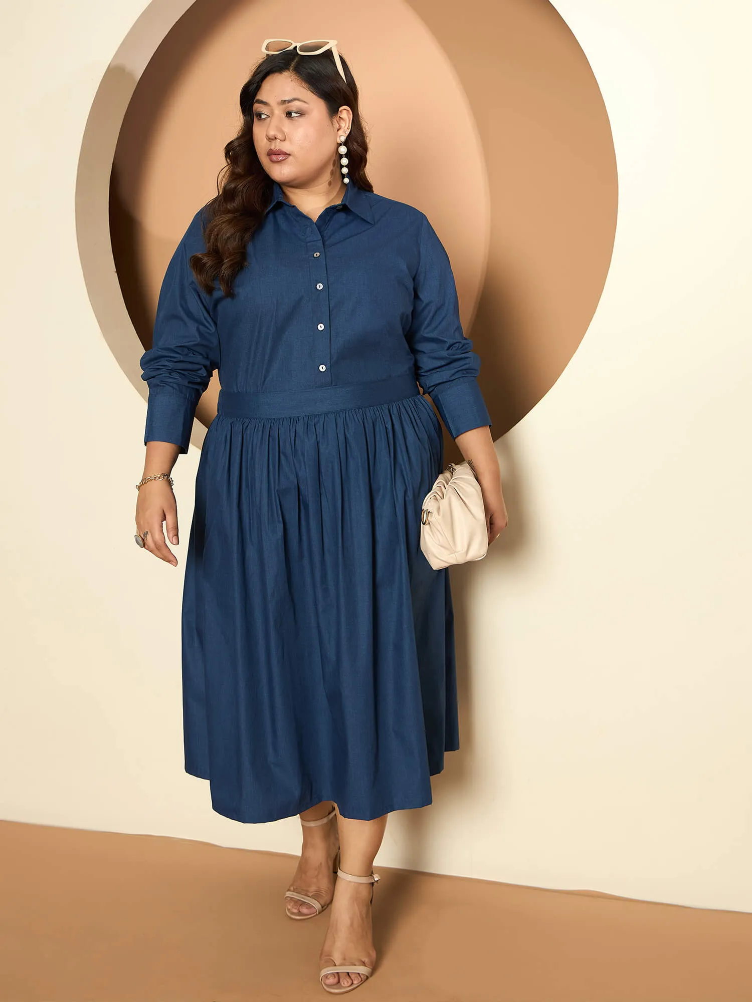 LB-Joyce Hi-Low Button Down Shirt-Indigo Blue sold by Salt Attire product image thumbnail 4