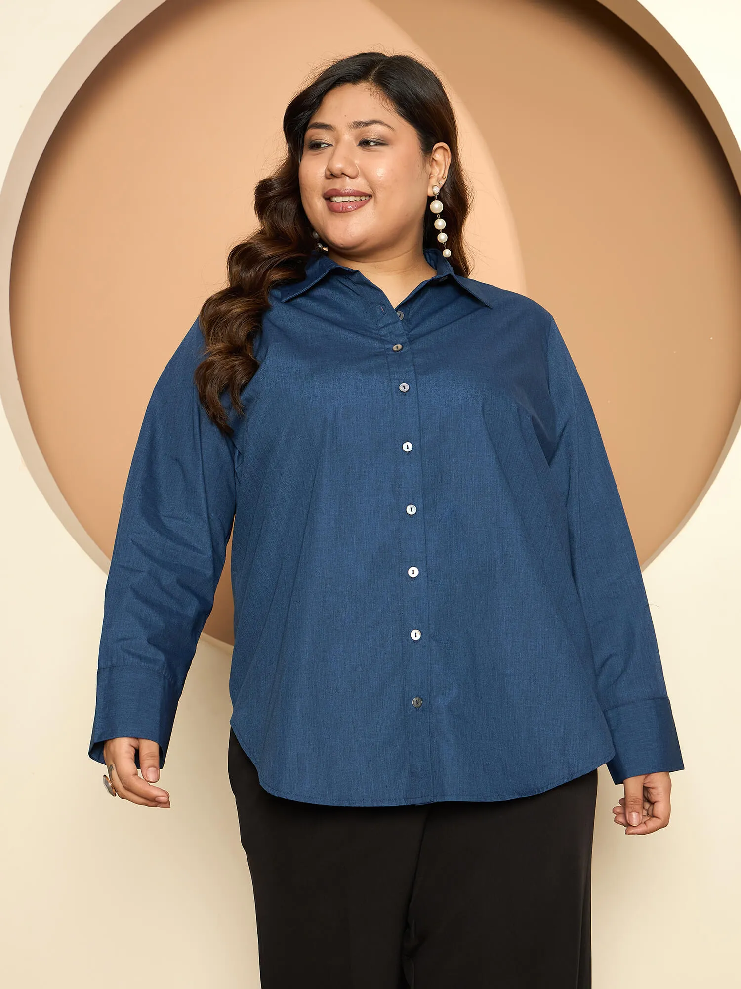 LB-Joyce Hi-Low Button Down Shirt-Indigo Blue sold by Salt Attire product image thumbnail 5