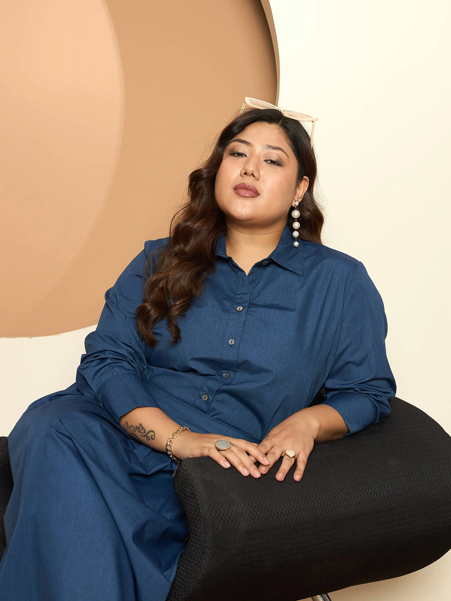 LB-Joyce Hi-Low Button Down Shirt-Indigo Blue sold by Salt Attire product image thumbnail 2