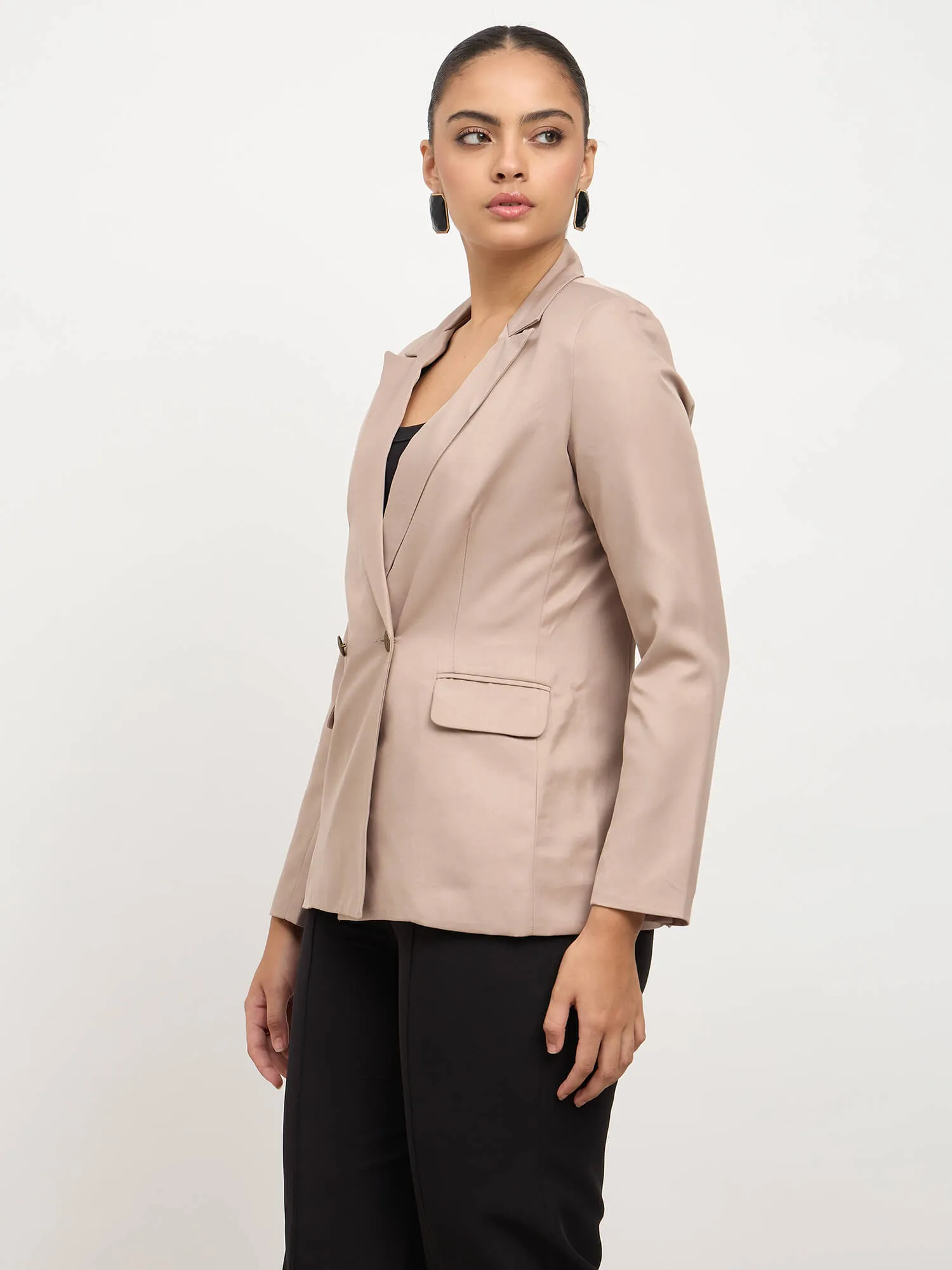 Dominant Double Breasted Blazer-Taupe sold by Salt Attire product image thumbnail 4