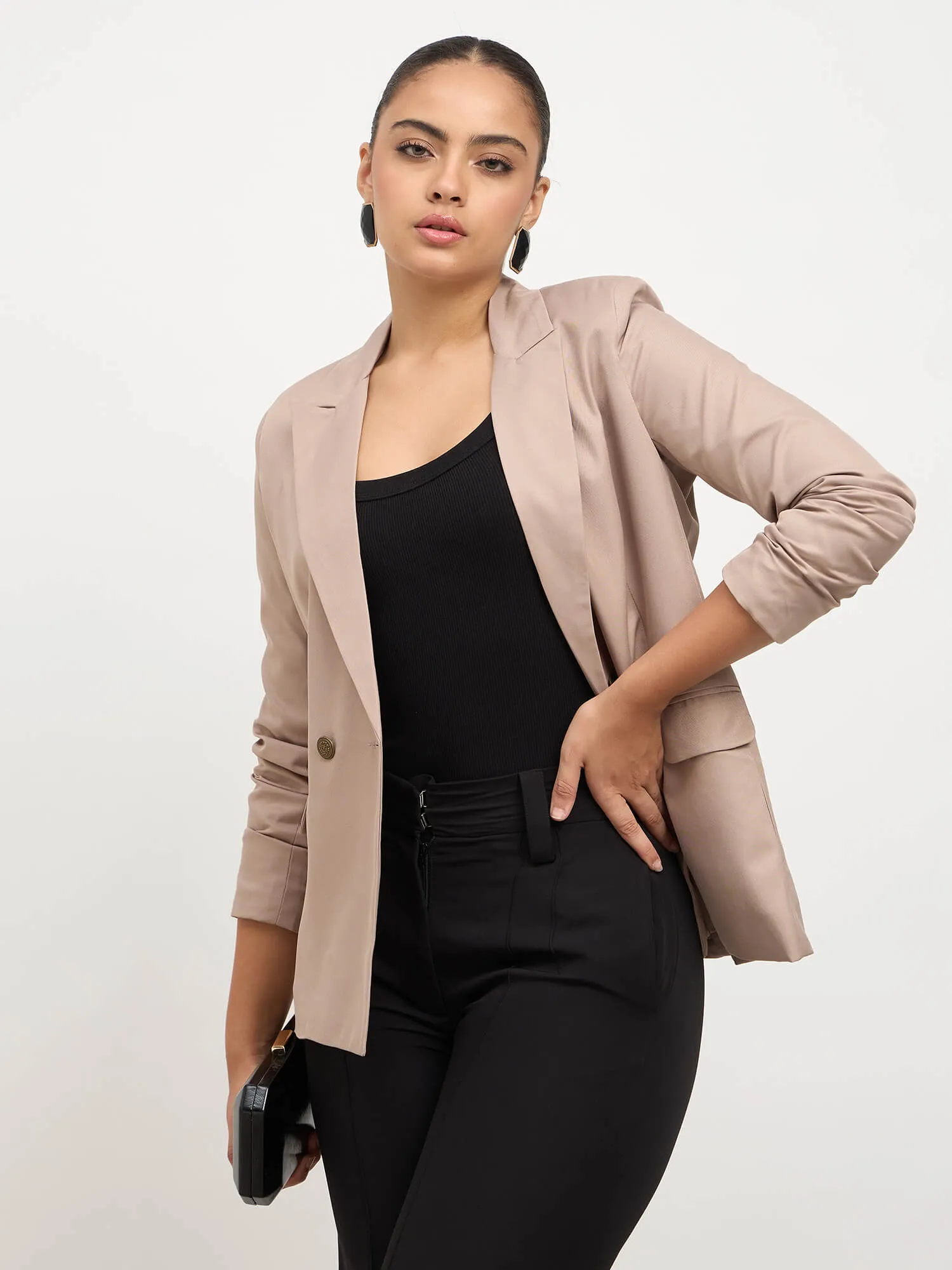 Dominant Double Breasted Blazer-Taupe sold by Salt Attire