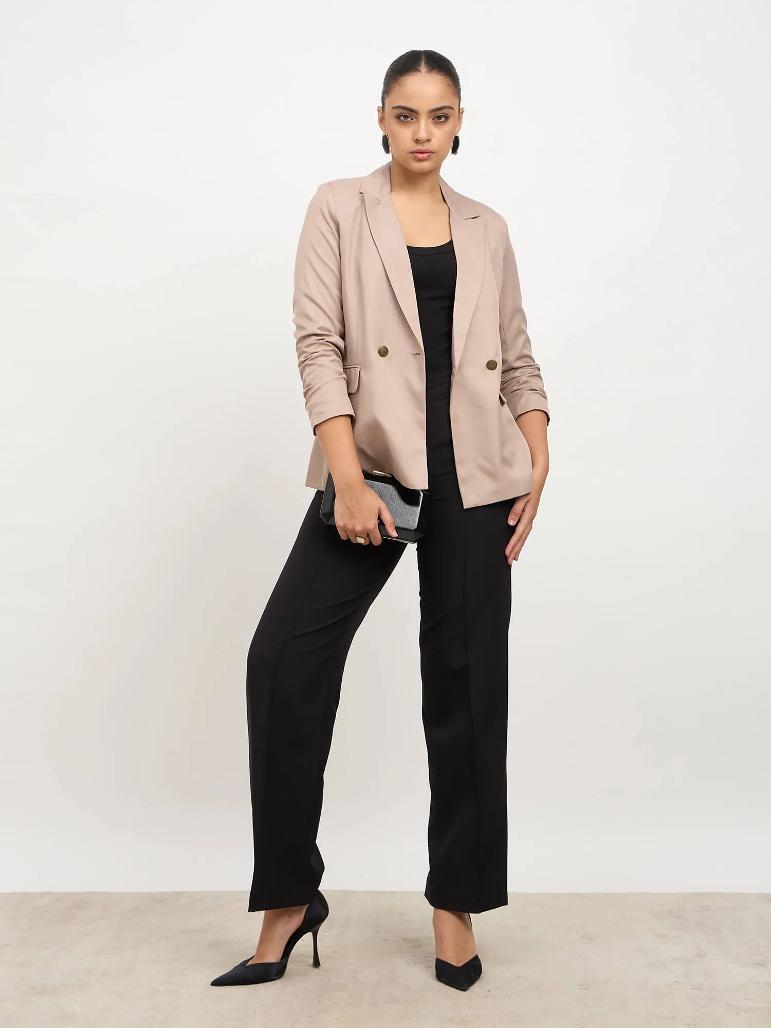 Dominant Double Breasted Blazer-Taupe sold by Salt Attire product image thumbnail 2