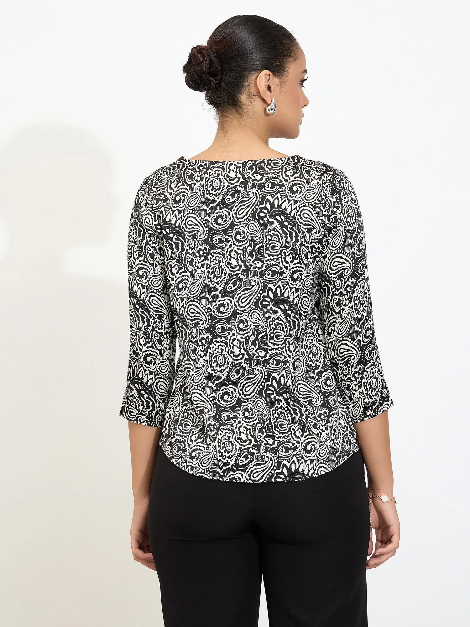 Miel Cowl Neck Top-Black & White sold by Salt Attire product image thumbnail 5