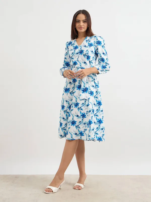 Brylie Fit and Flare Belted Dress-Multi sold by Salt Attire