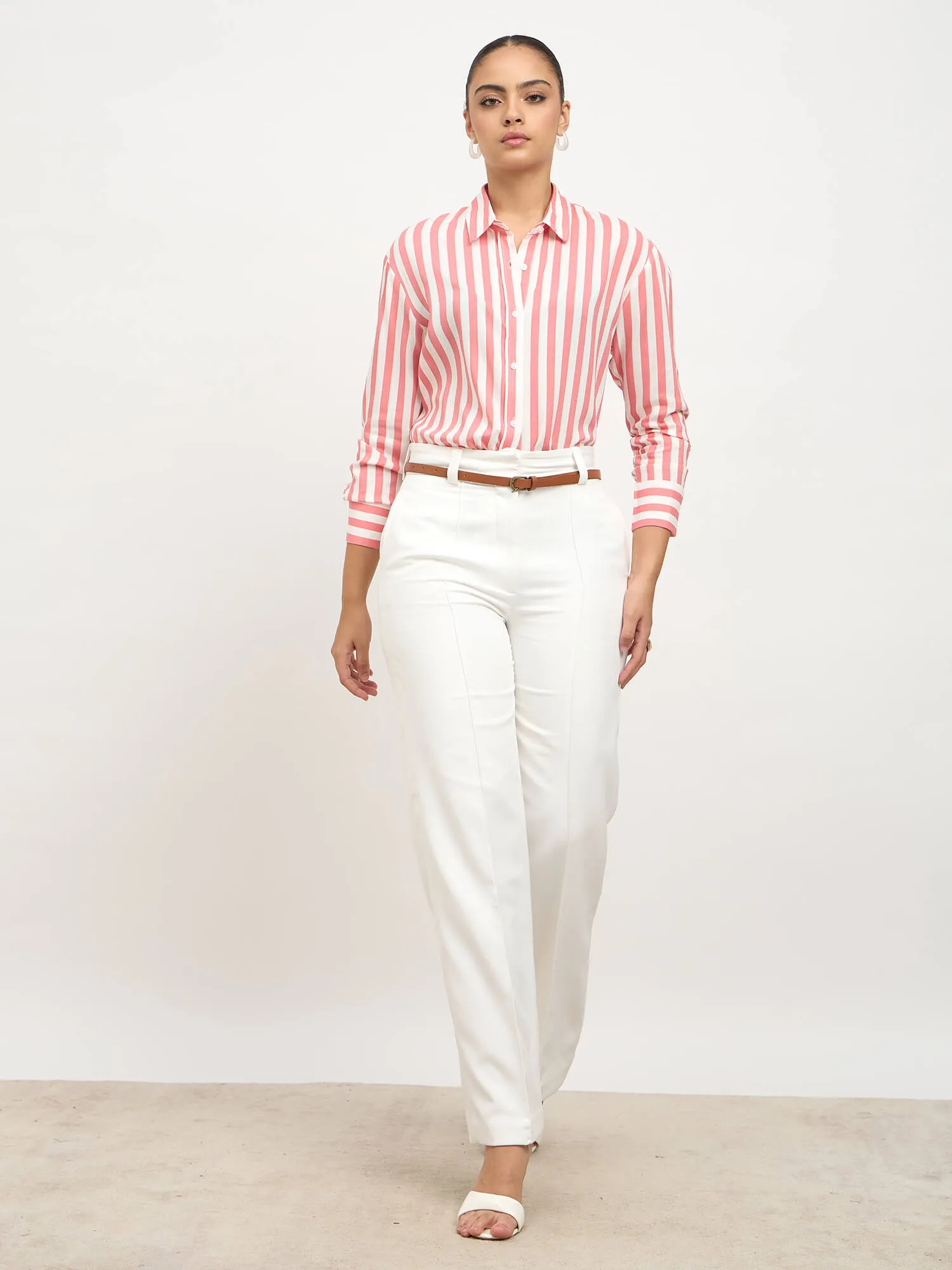 Fiora Oversized Shirt-Pink & White sold by Salt Attire product image thumbnail 5