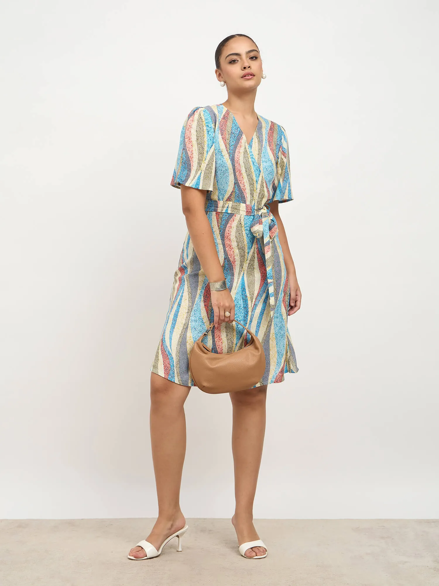 Briselle Belted Faux Wrap Dress-Multi sold by Salt Attire product image thumbnail 5