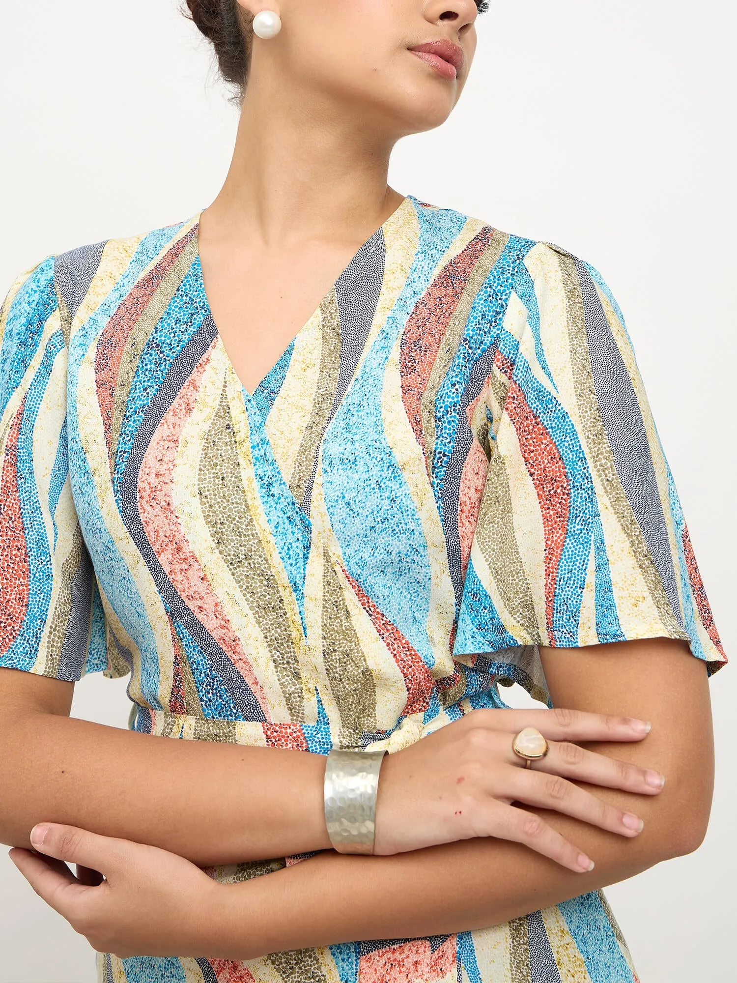 Briselle Belted Faux Wrap Dress-Multi sold by Salt Attire product image thumbnail 3