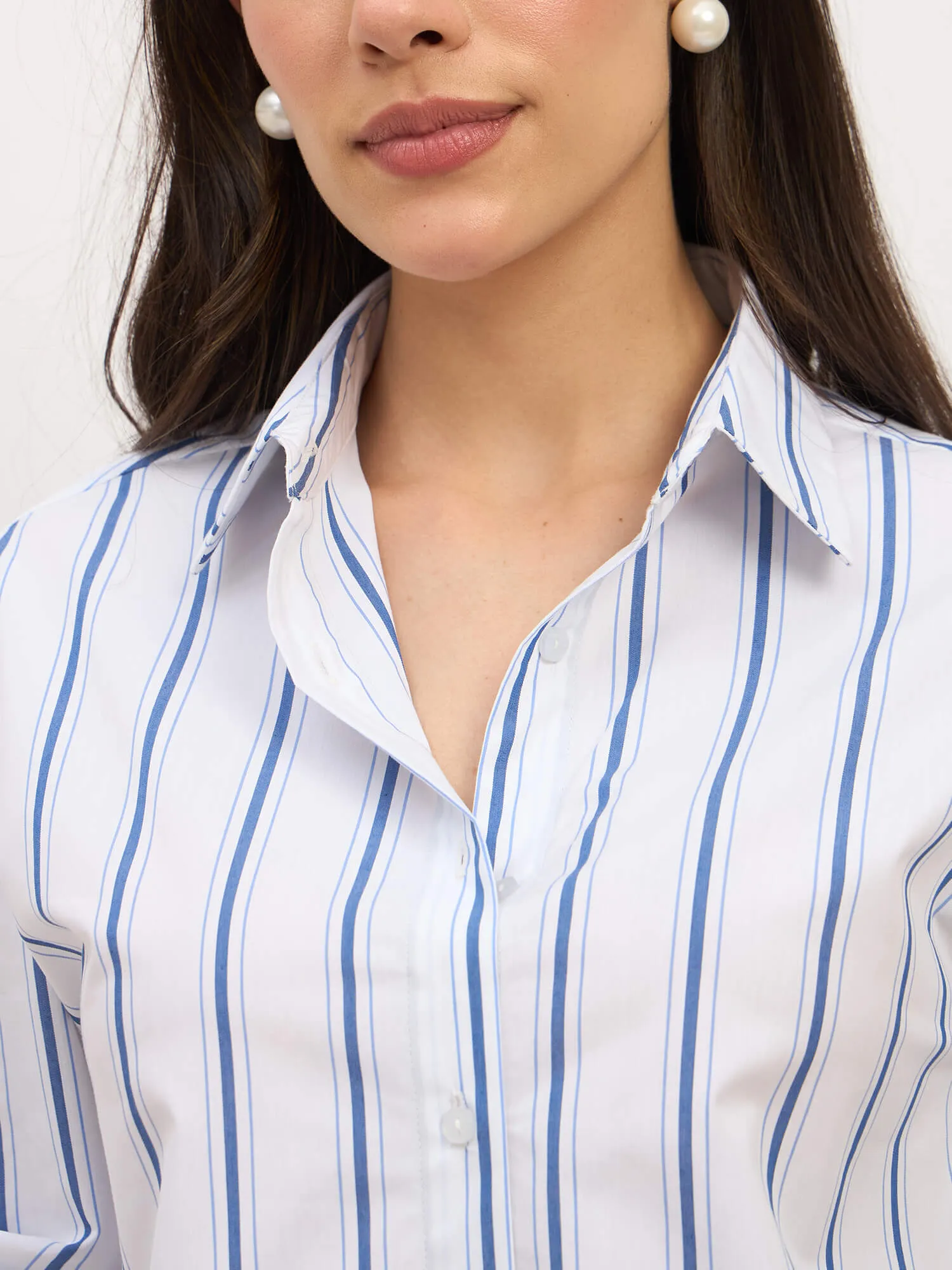 Solace Oversize Drop Shoulder Shirt-White & Navy sold by Salt Attire product image thumbnail 3