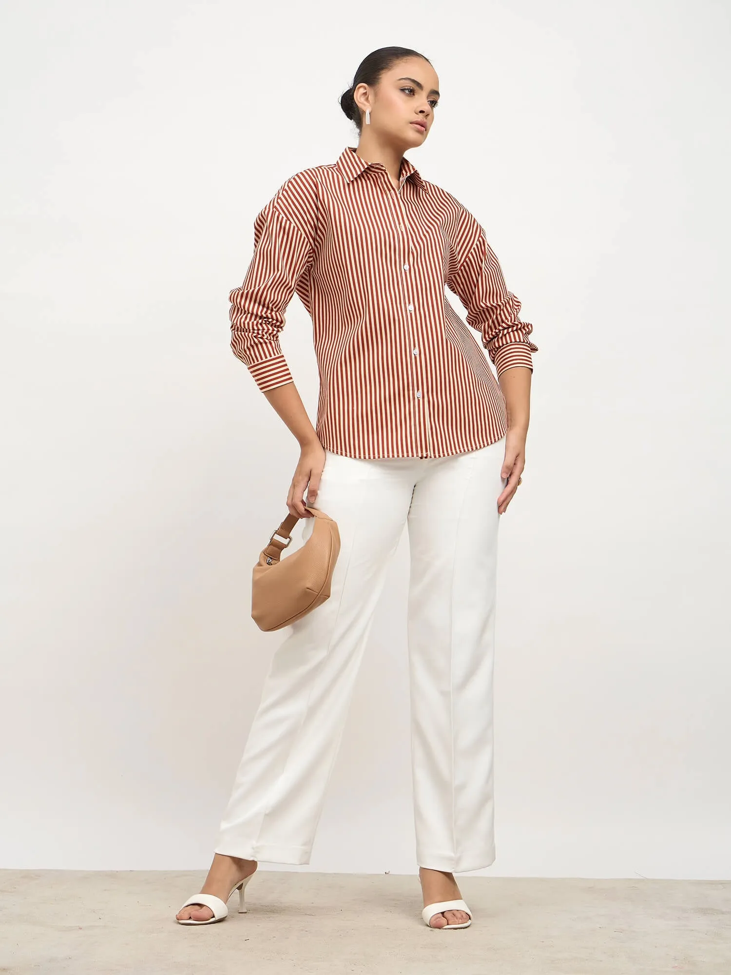 Solace Oversize Drop Shoulder Shirt-Maroon & Yellow sold by Salt Attire product image thumbnail 4