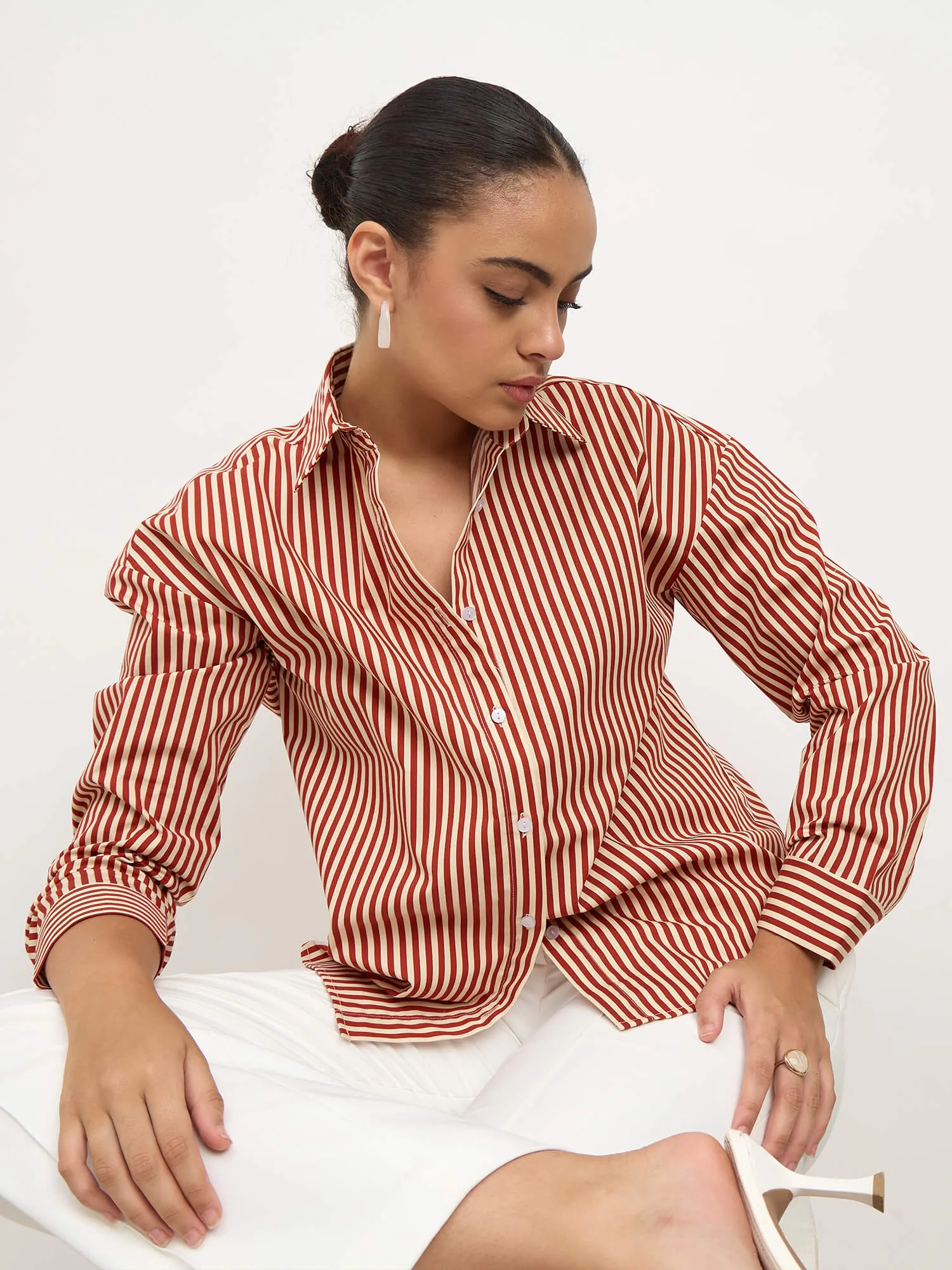 Solace Oversize Drop Shoulder Shirt-Maroon & Yellow sold by Salt Attire