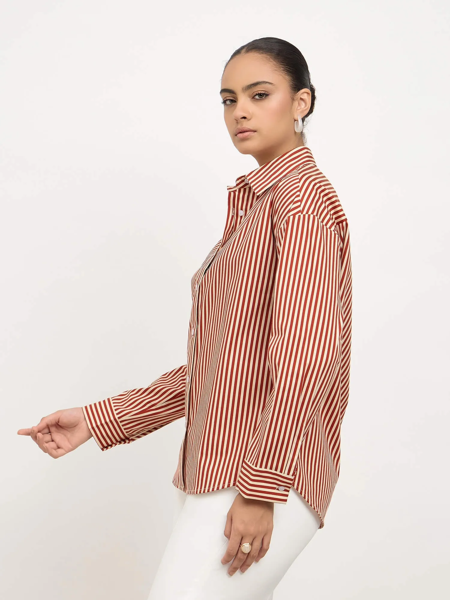 Solace Oversize Drop Shoulder Shirt-Maroon & Yellow sold by Salt Attire product image thumbnail 5