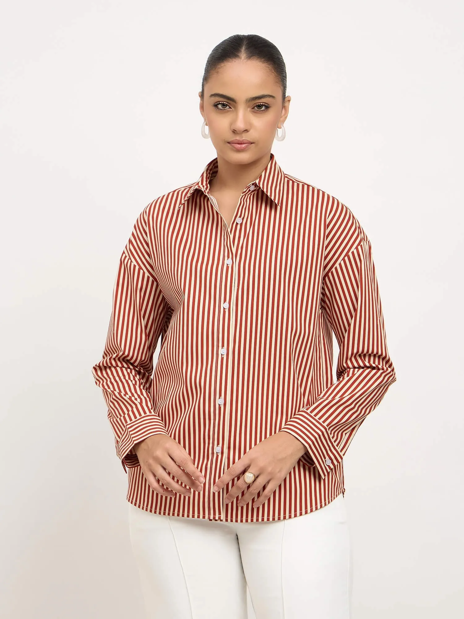 Solace Oversize Drop Shoulder Shirt-Maroon & Yellow sold by Salt Attire product image thumbnail 2
