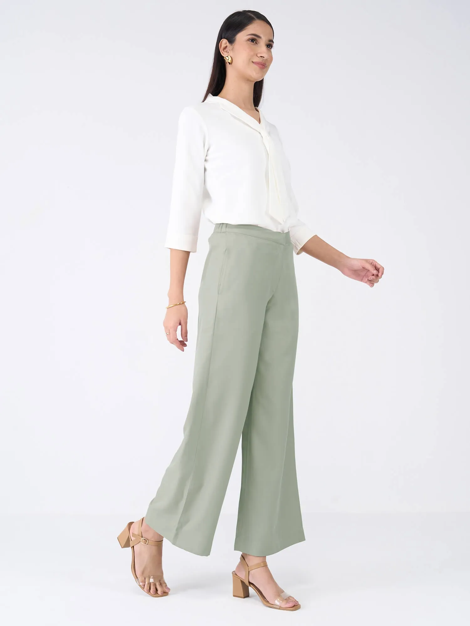 Mercer Mid Rise Wide Legged Trousers-Ash Grey sold by Salt Attire product image thumbnail 5