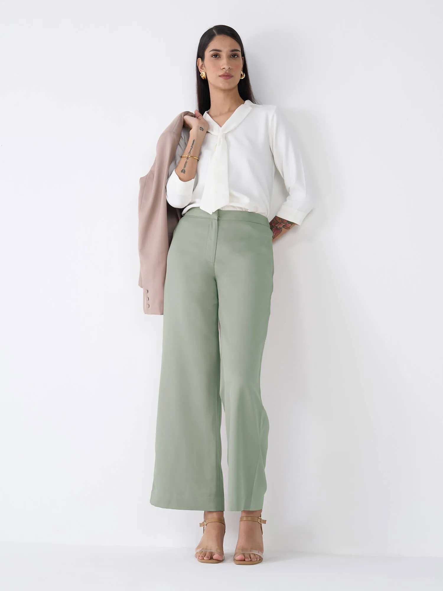 Mercer Mid Rise Wide Legged Trousers-Ash Grey sold by Salt Attire product image thumbnail 2