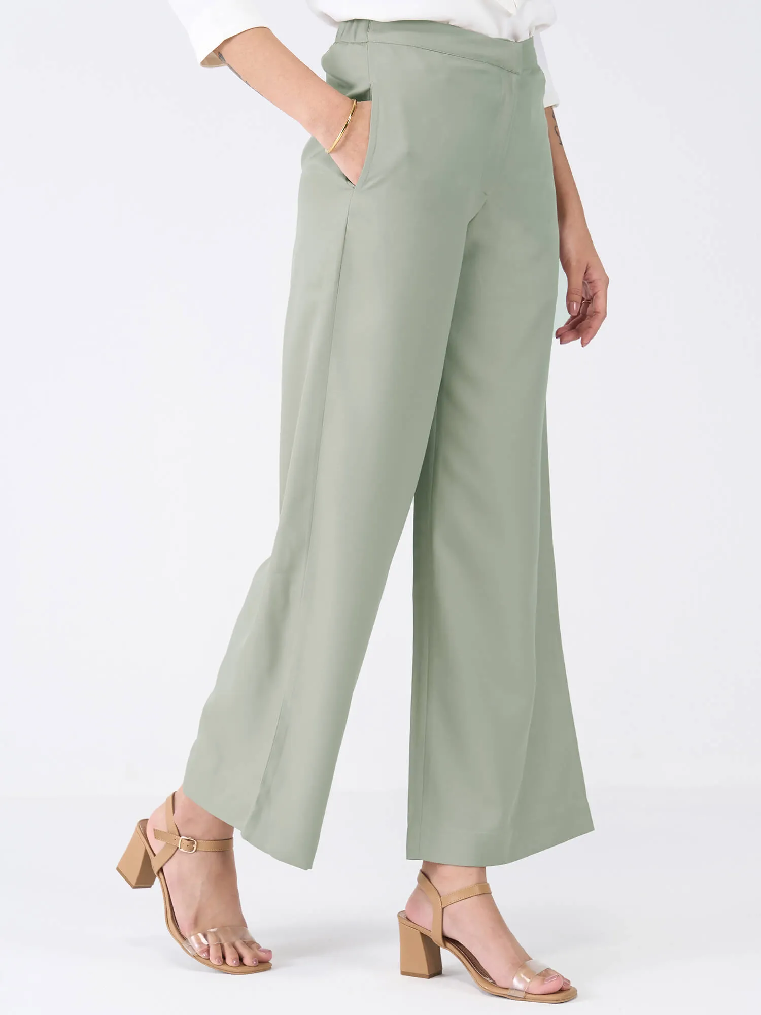 Mercer Mid Rise Wide Legged Trousers-Ash Grey sold by Salt Attire product image thumbnail 4