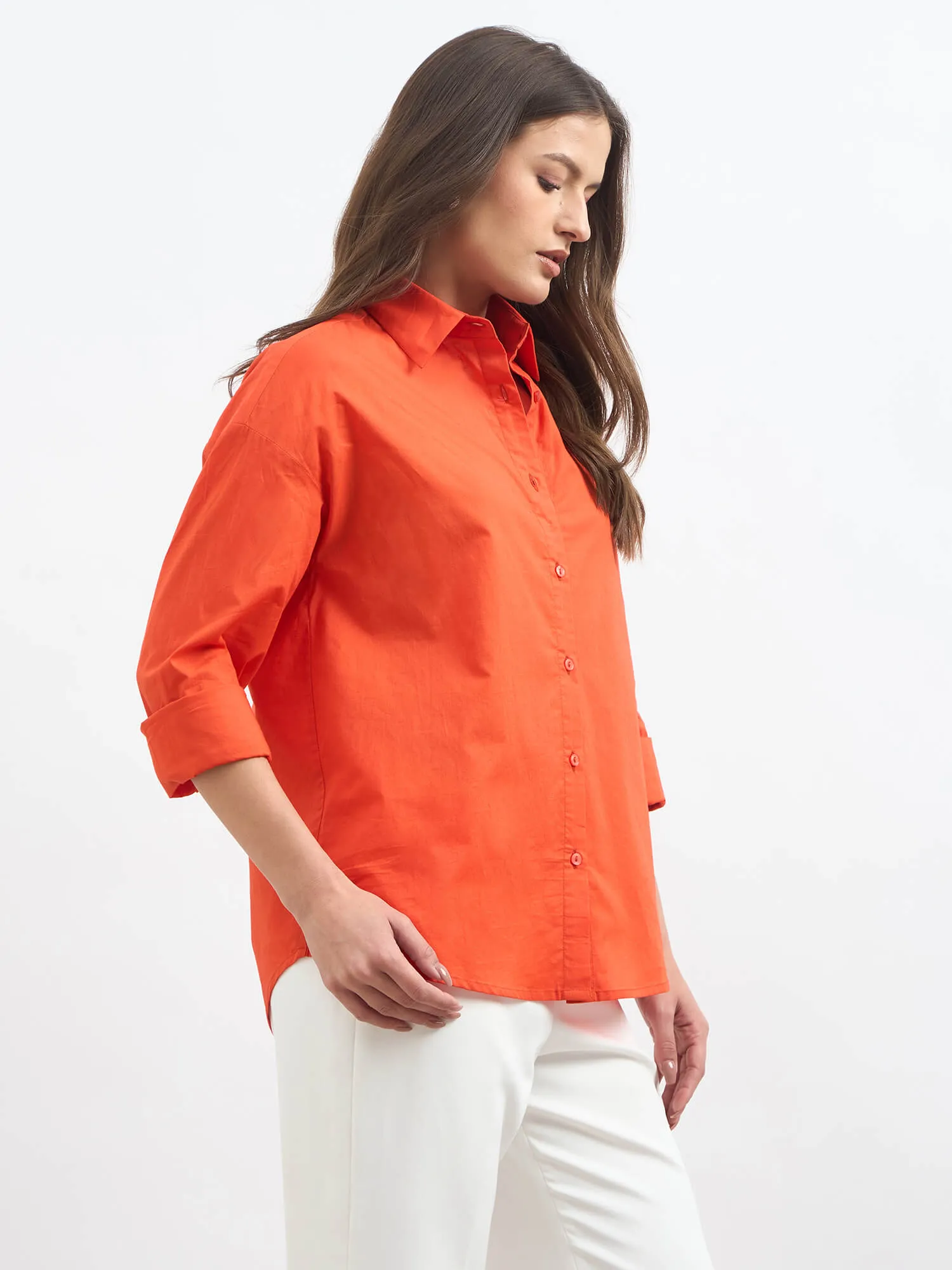 Solace Oversize Drop Shoulder Shirt-Tangerine sold by Salt Attire product image thumbnail 5