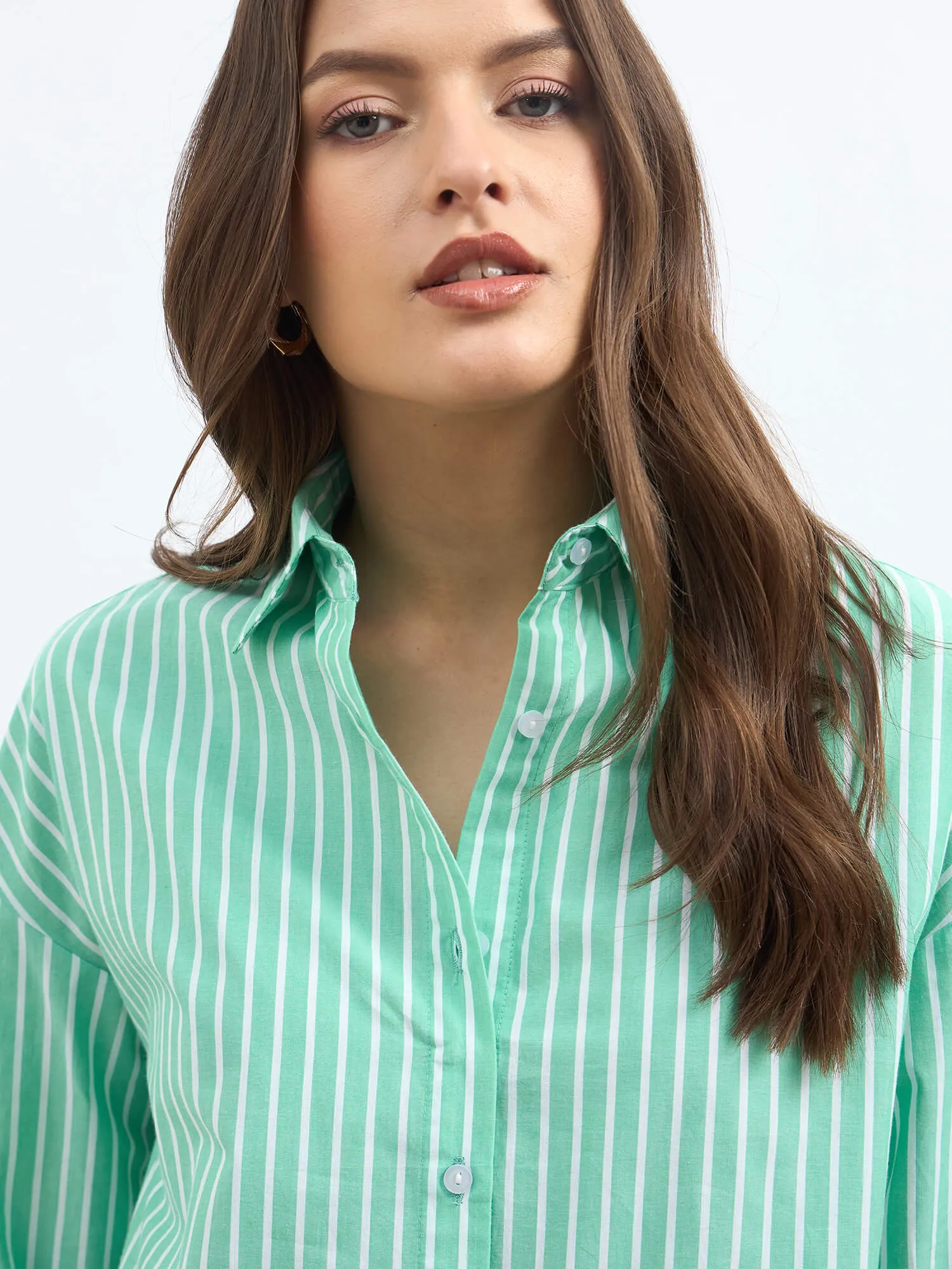 Solace Oversize Drop Shoulder Shirt-Green & White sold by Salt Attire product image thumbnail 3