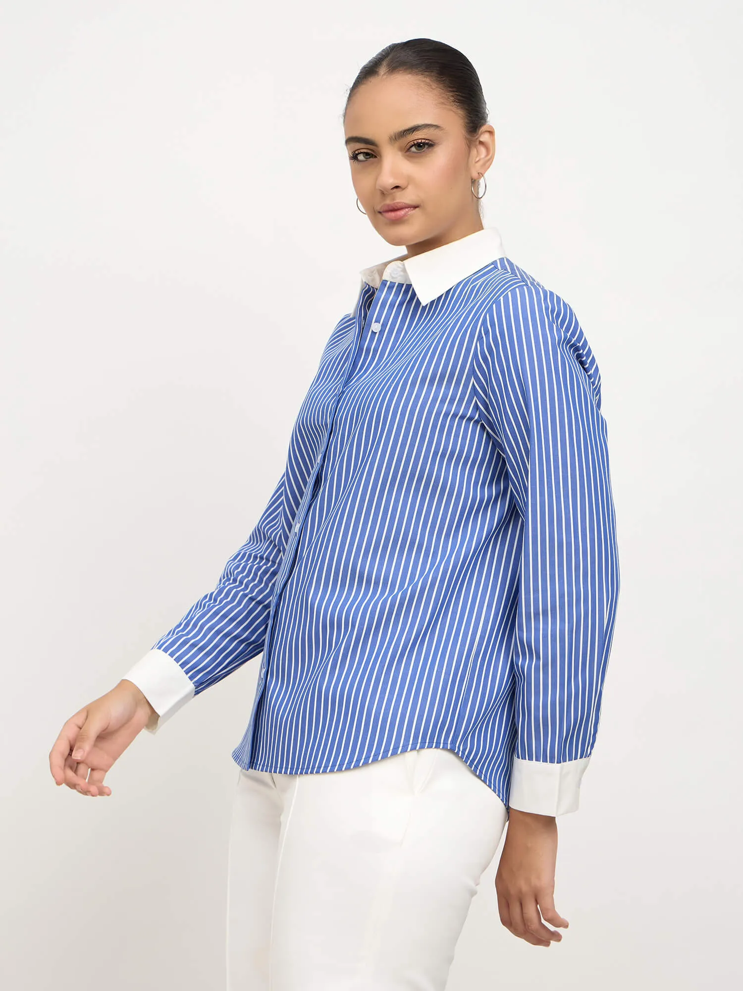 Dazira Relax Fit Shirt-Blue & White sold by Salt Attire product image thumbnail 5