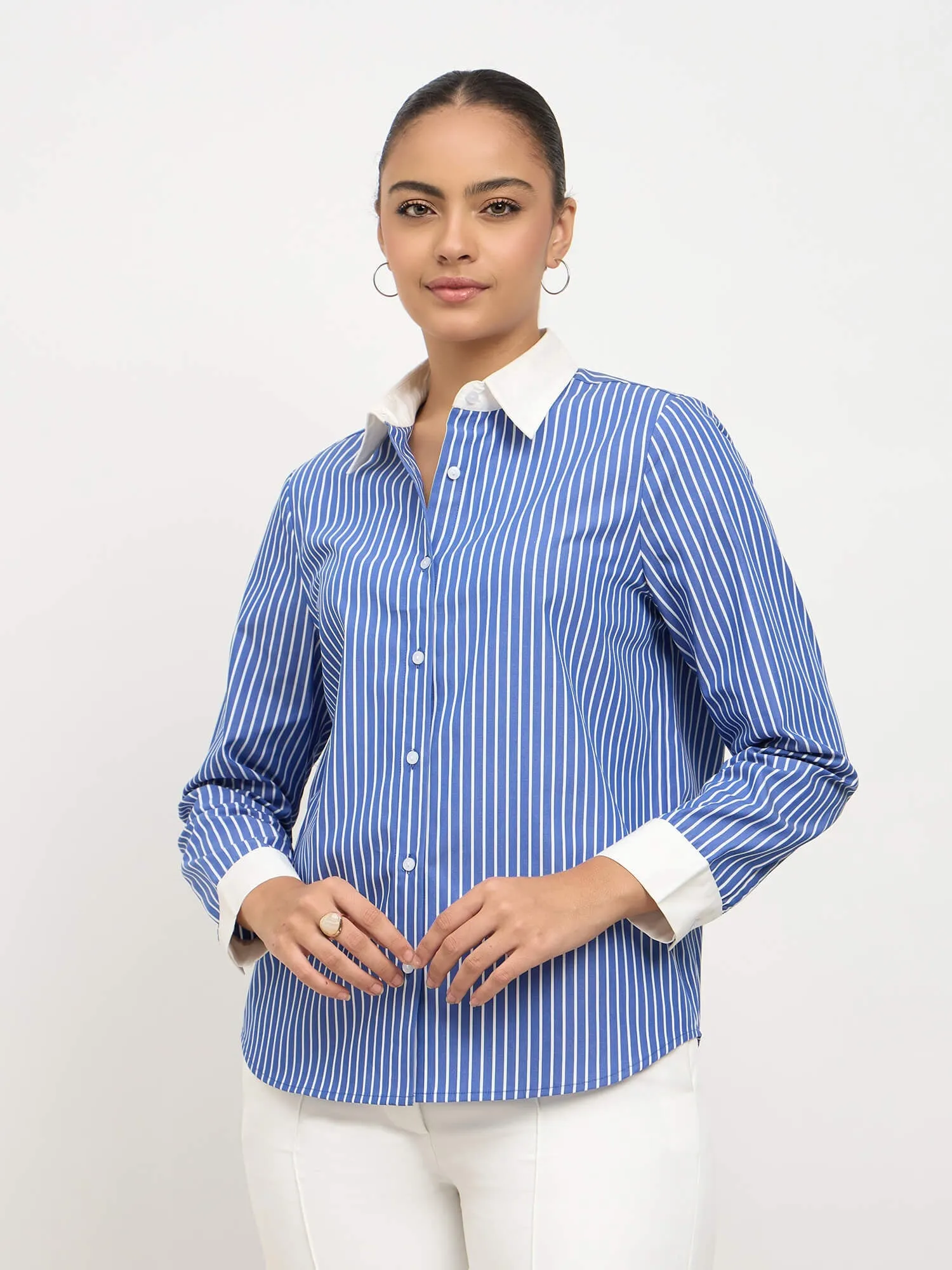 Dazira Relax Fit Shirt-Blue & White sold by Salt Attire product image thumbnail 2