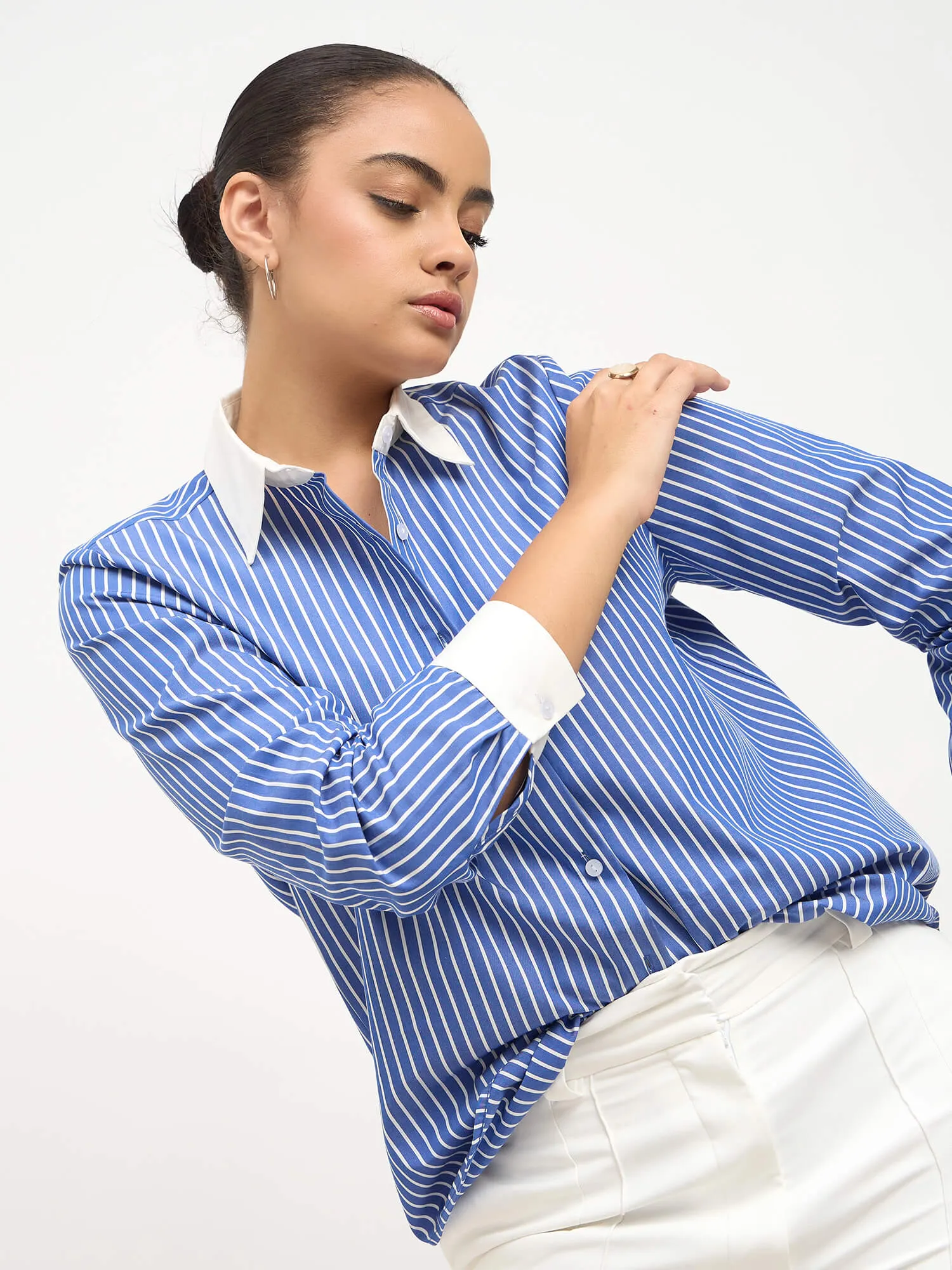 Dazira Relax Fit Shirt-Blue & White sold by Salt Attire product image thumbnail 4