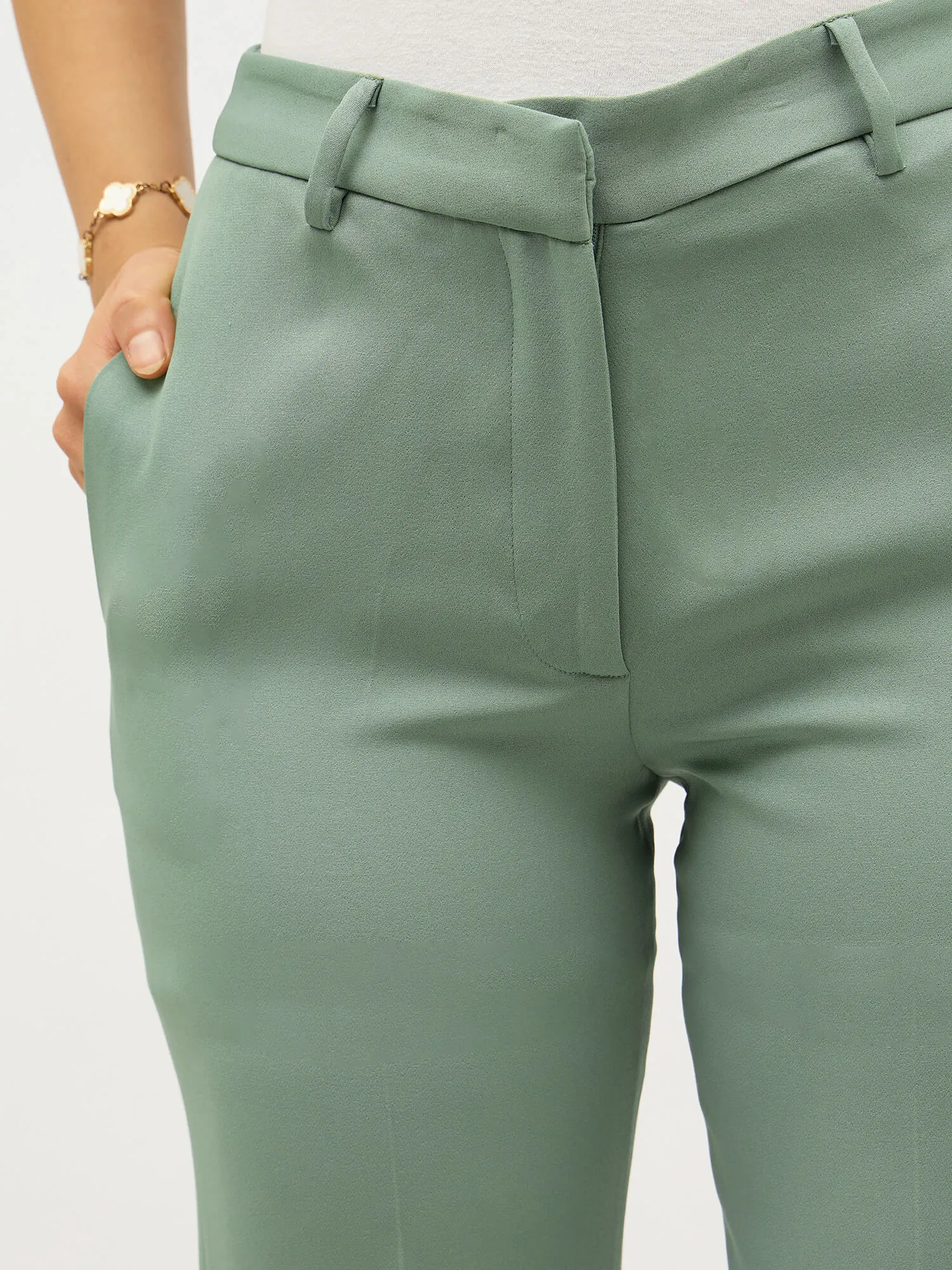Tirana Mid Rise Straight Trousers-Matcha Green sold by Salt Attire product image thumbnail 4