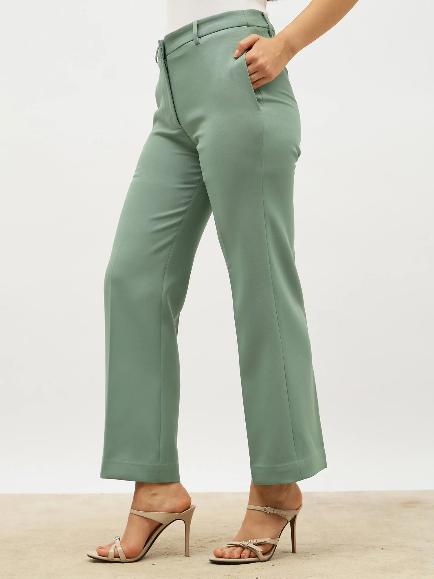 Tirana Mid Rise Straight Trousers-Matcha Green sold by Salt Attire product image thumbnail 5