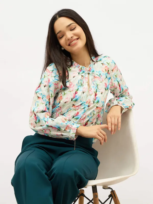 Vivira Floral Ruffled Top-Multi sold by Salt Attire