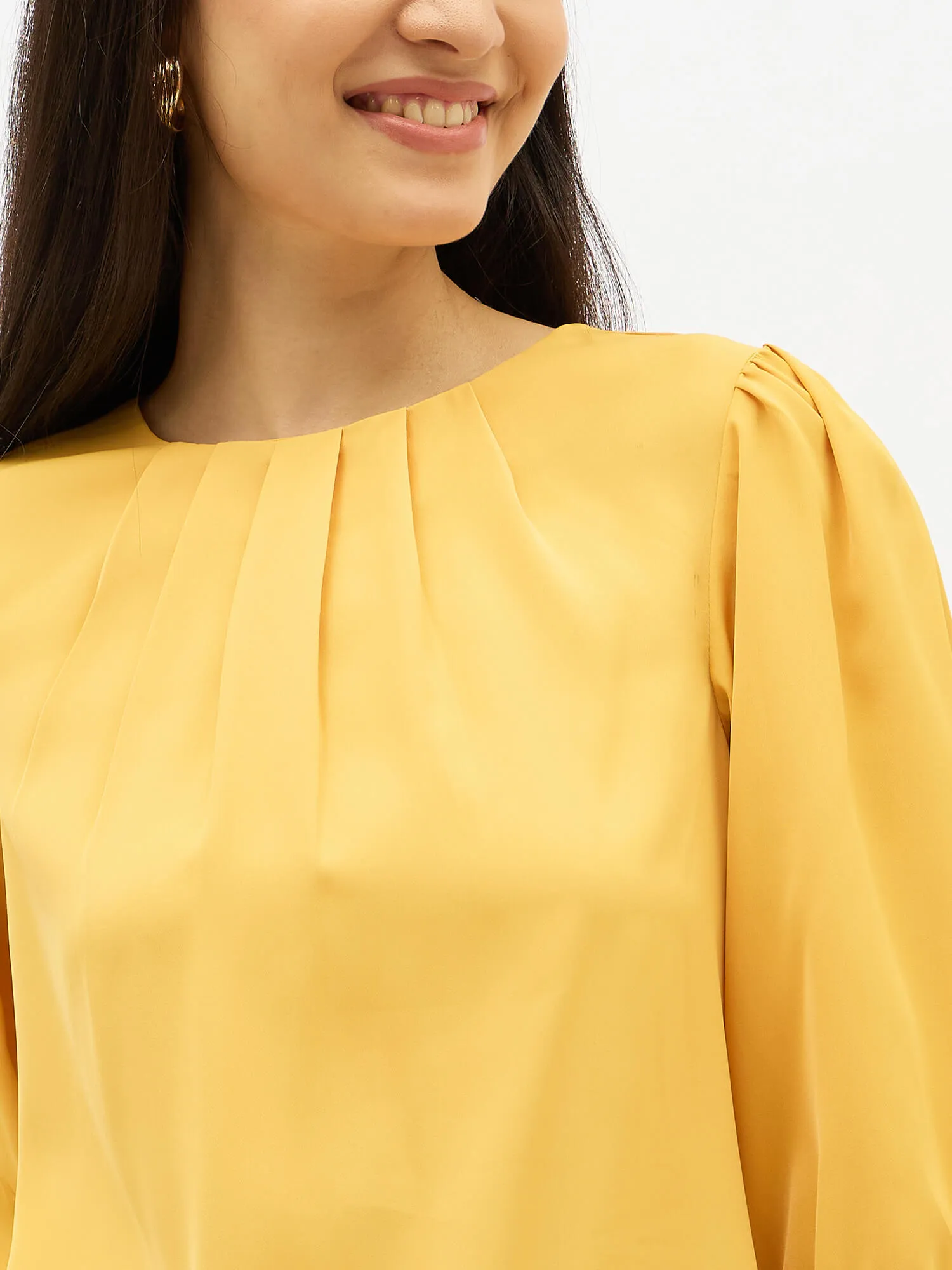 Dawn Pleated Neckline Top- Yellow sold by Salt Attire product image thumbnail 3