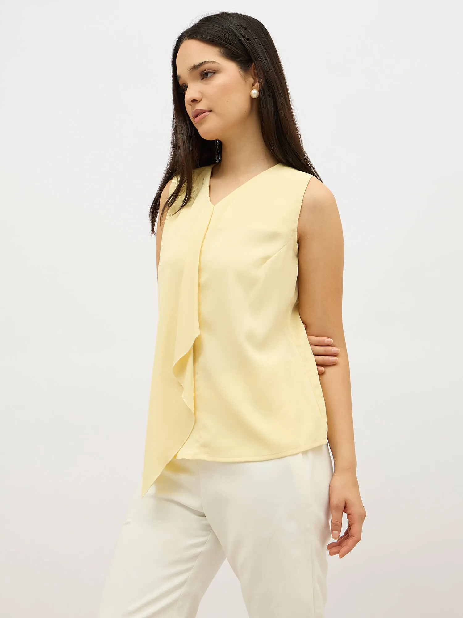 Disciplined Asymmetric front top-Butter Yellow sold by Salt Attire product image thumbnail 5