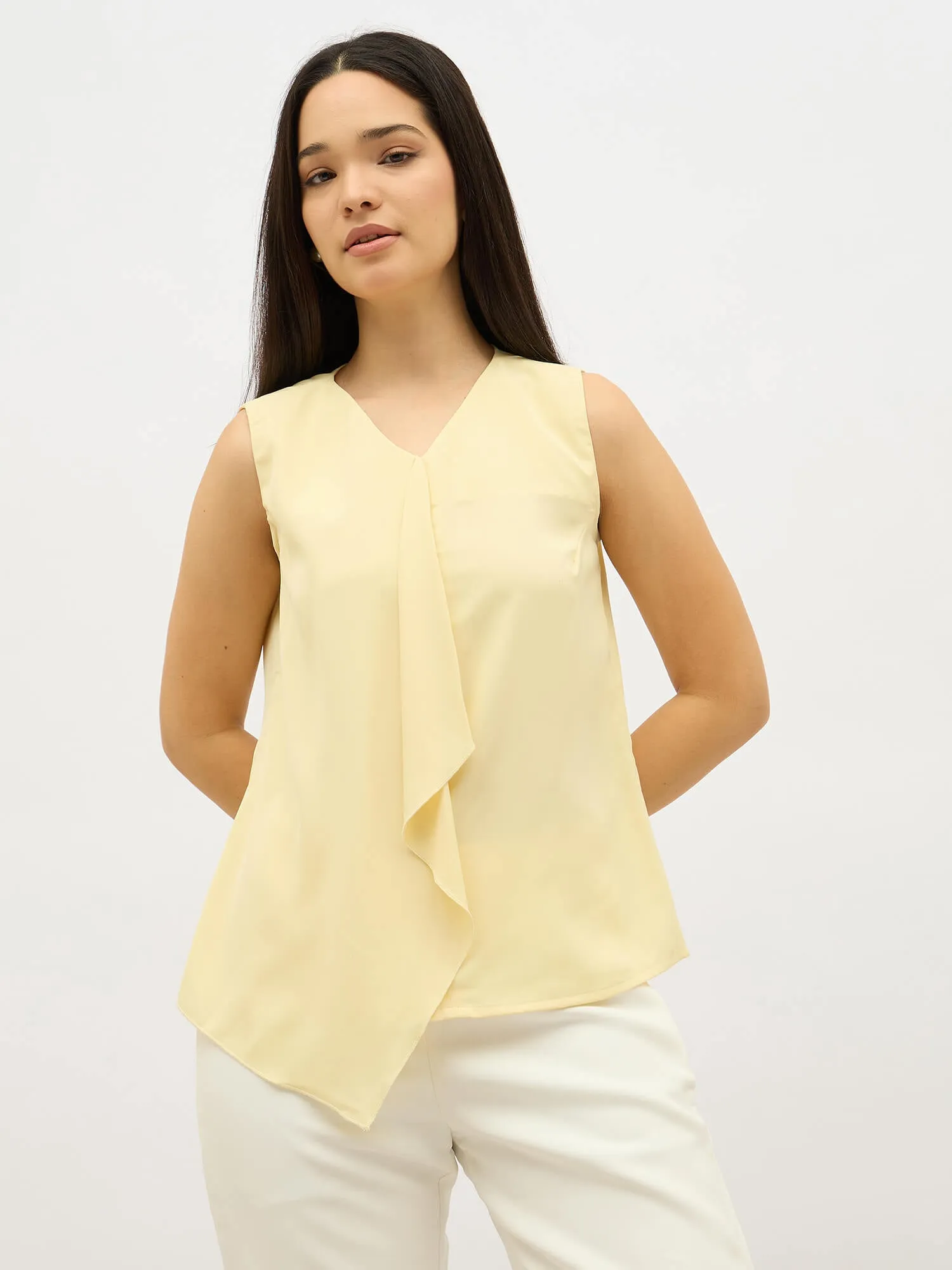 Disciplined Asymmetric front top-Butter Yellow sold by Salt Attire product image thumbnail 2