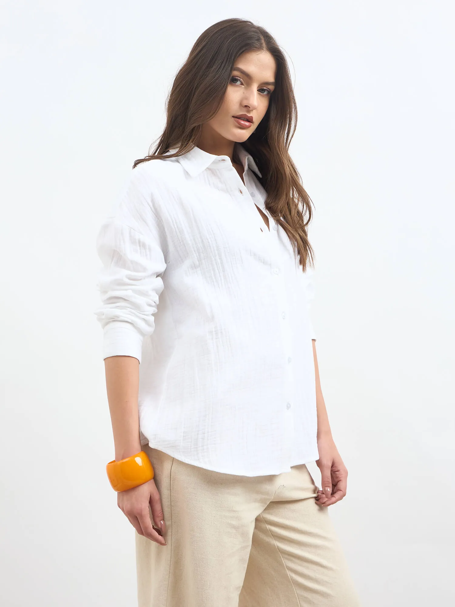Solace Oversize Drop Shoulder Shirt-White sold by Salt Attire product image thumbnail 5