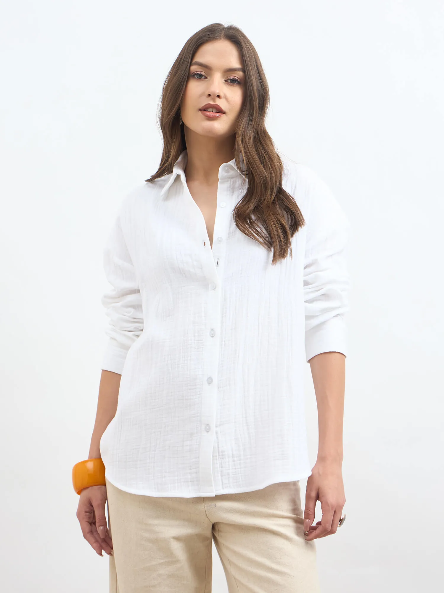 Solace Oversize Drop Shoulder Shirt-White sold by Salt Attire product image thumbnail 2