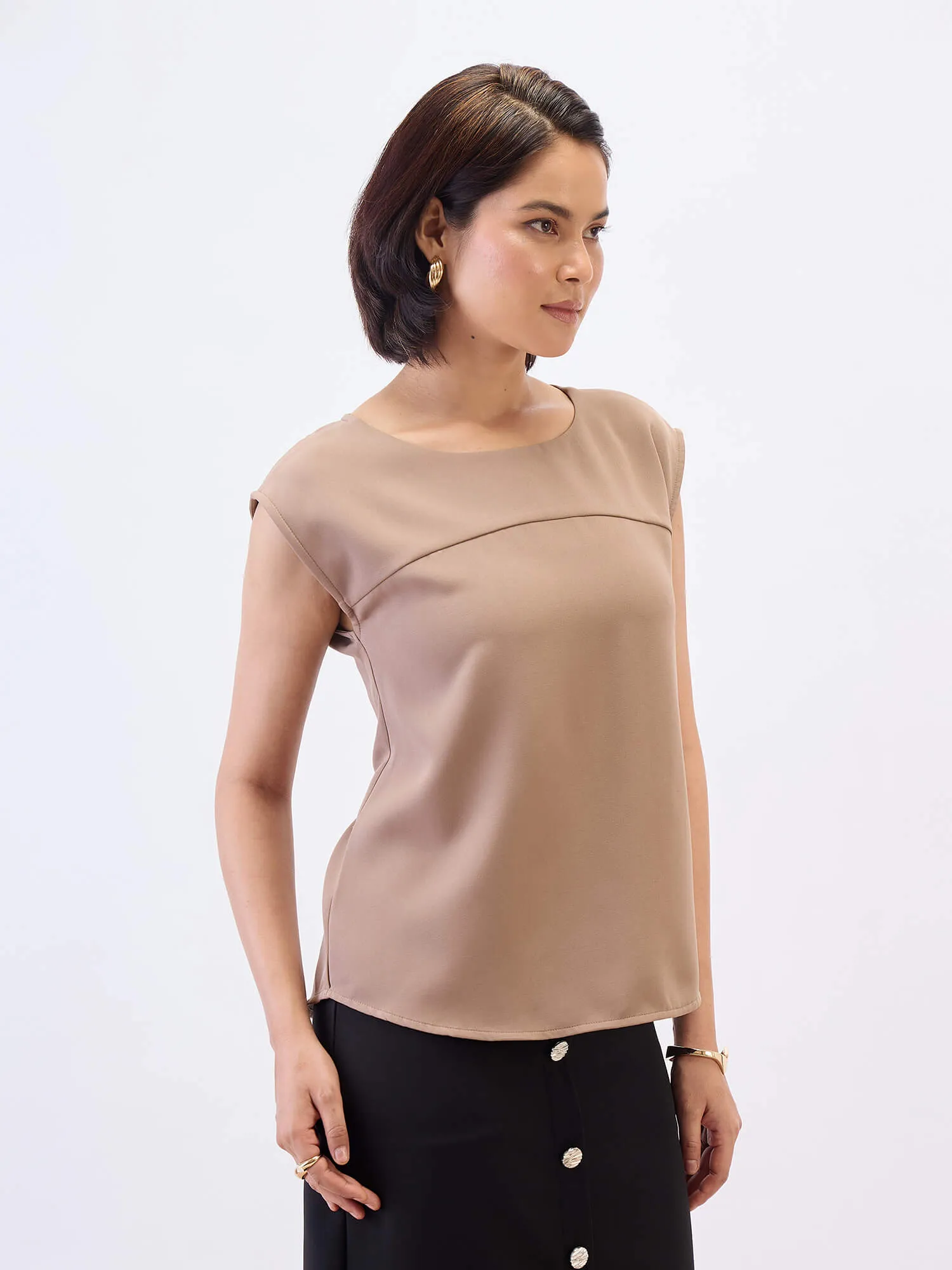 Creative Drop shoulder top-Beige sold by Salt Attire product image thumbnail 4