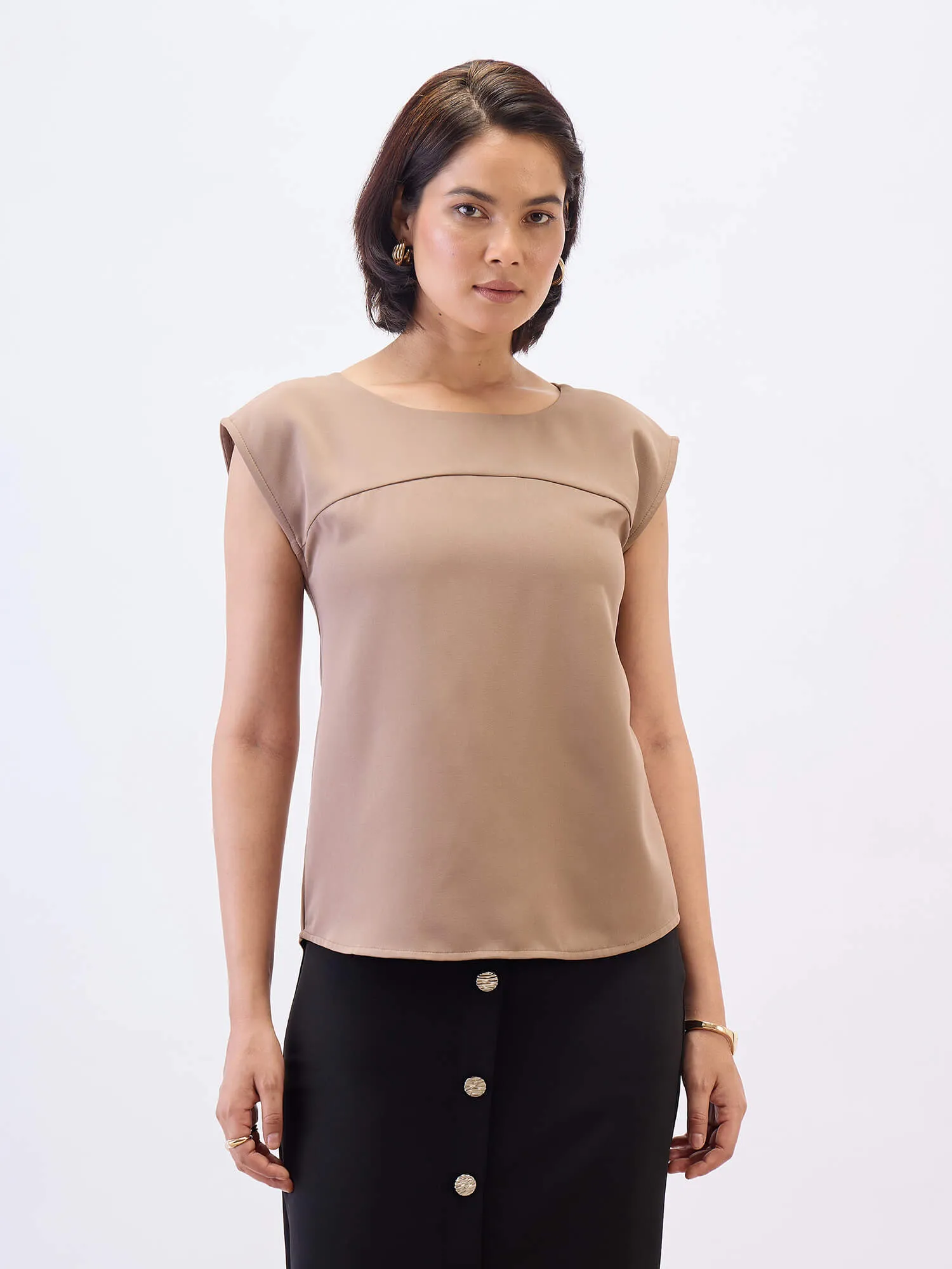 Creative Drop shoulder top-Beige sold by Salt Attire product image thumbnail 2