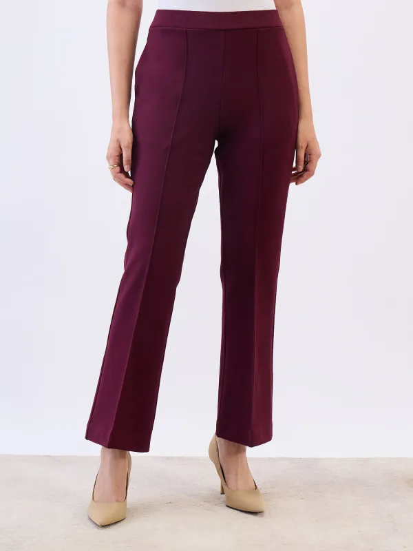 Limitless Bootcut Ponte Pants-Wine sold by Salt Attire