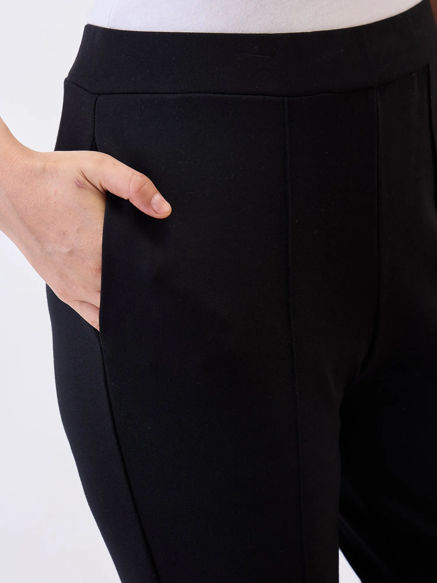 Limitless Bootcut Ponte Pants-Black sold by Salt Attire product image thumbnail 2