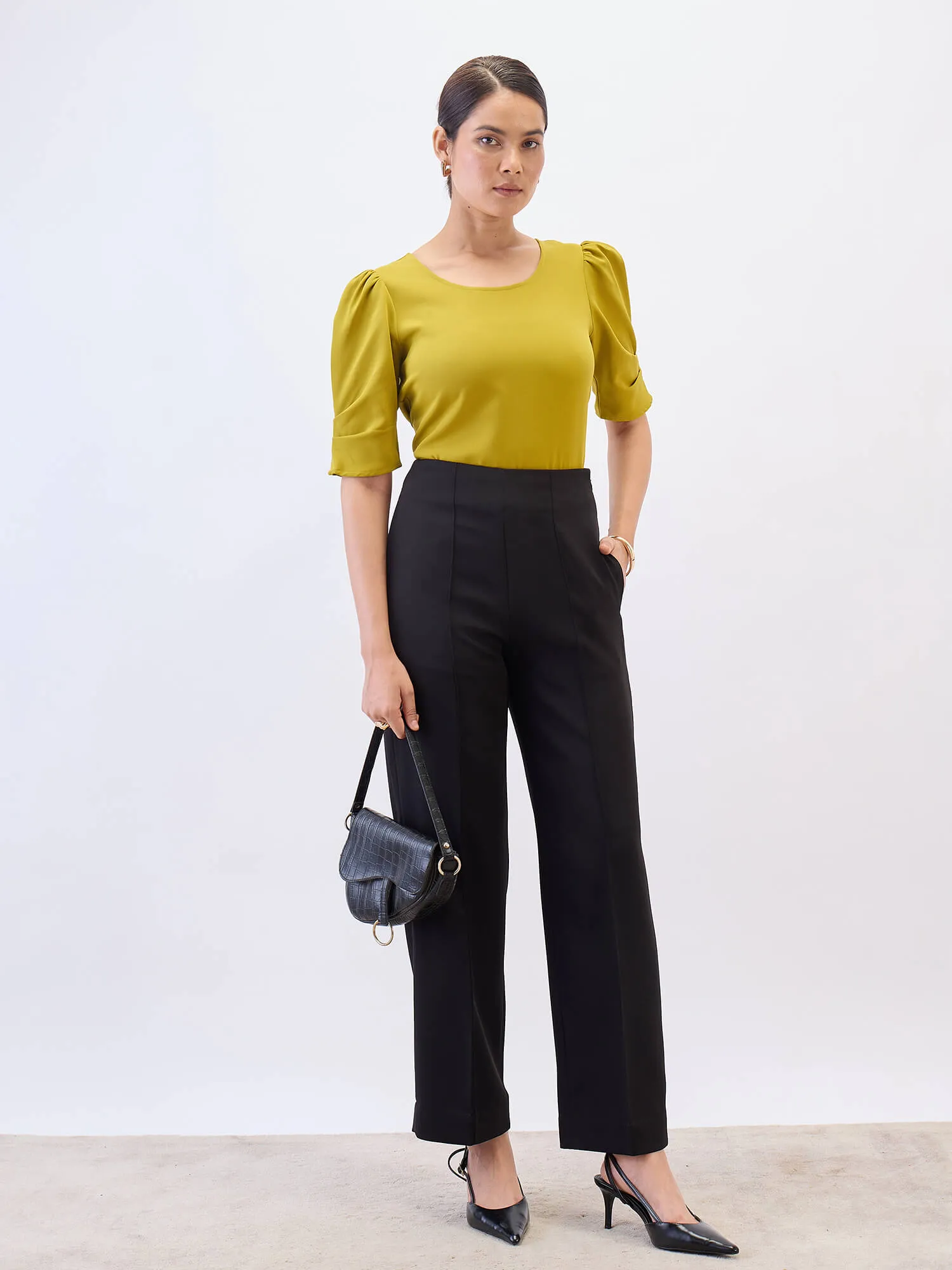 Jaunty Puffed Sleeves Top-Lime Punch sold by Salt Attire product image thumbnail 2