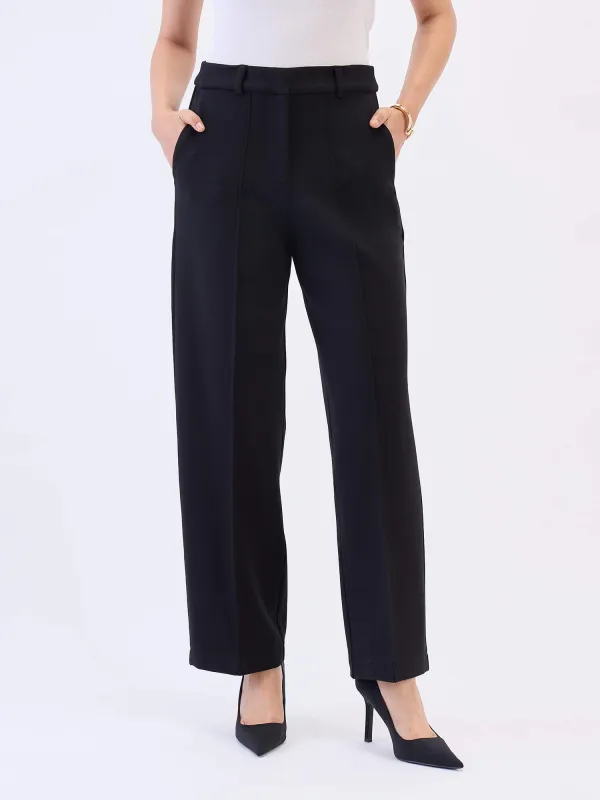Effortless Straight Ponte Pants-Black sold by Salt Attire