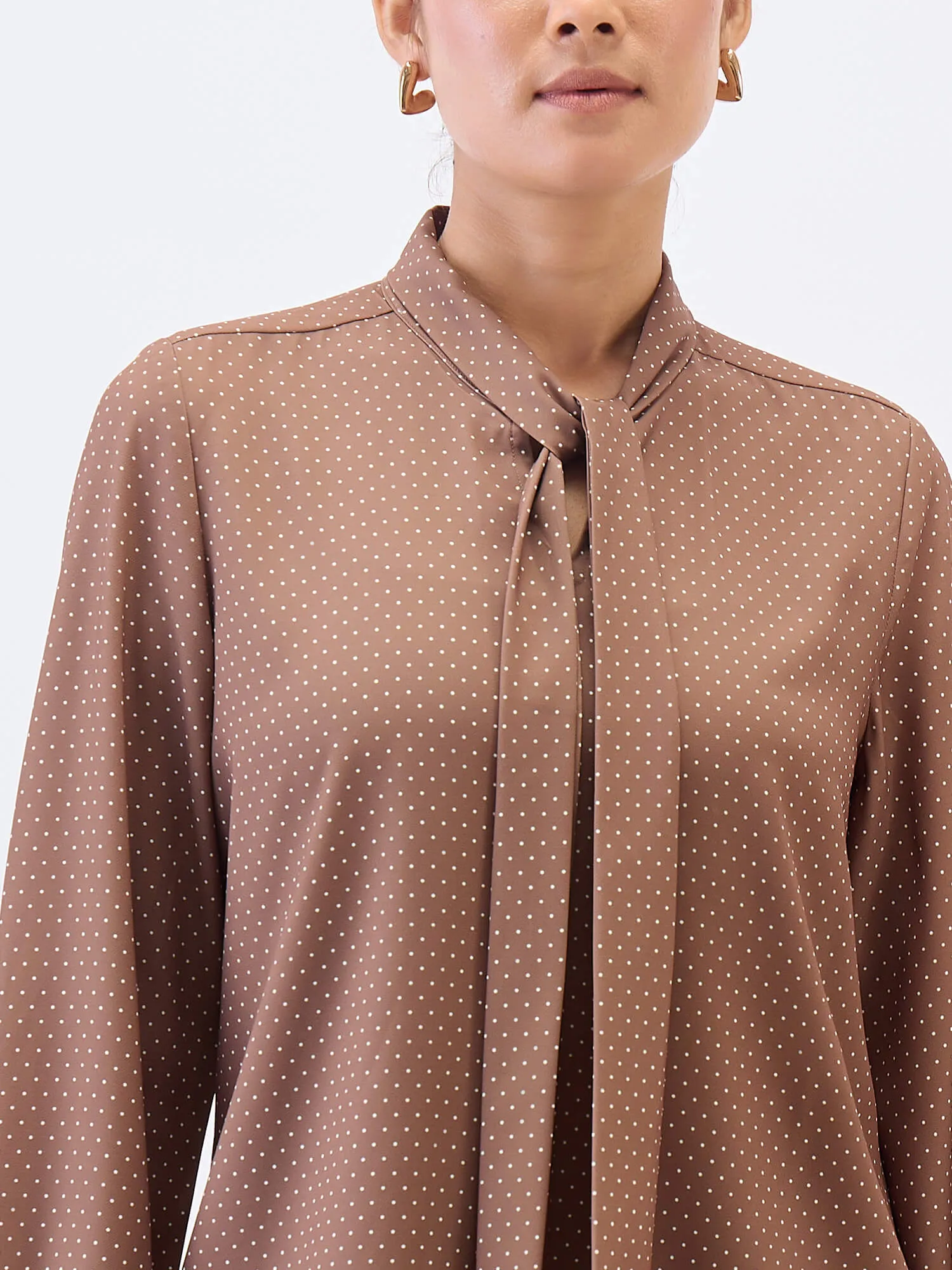 Polly Neck Tie Top-Brown sold by Salt Attire product image thumbnail 3
