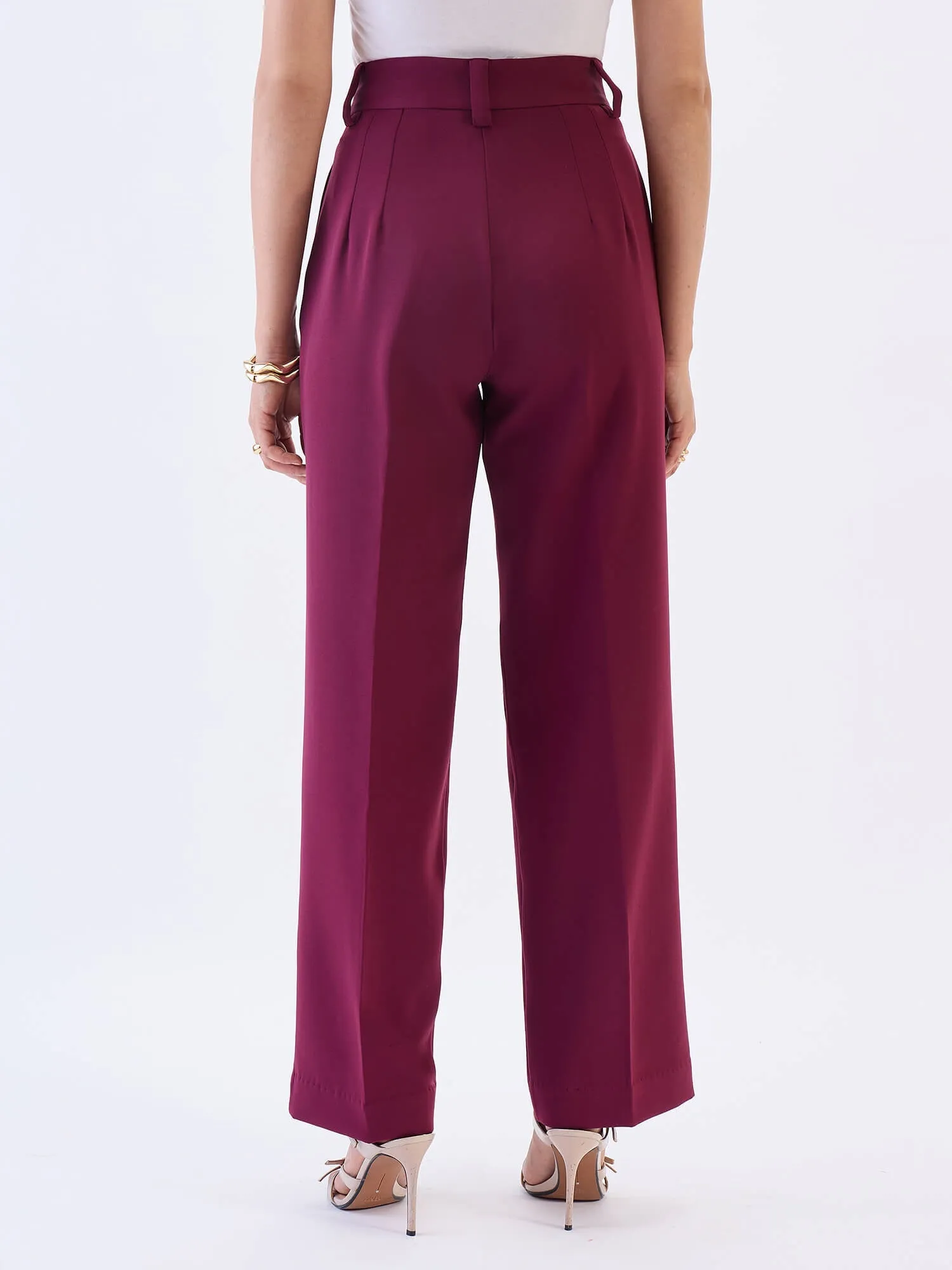 Quaint Straight High Rise Pants-Wine sold by Salt Attire product image thumbnail 5