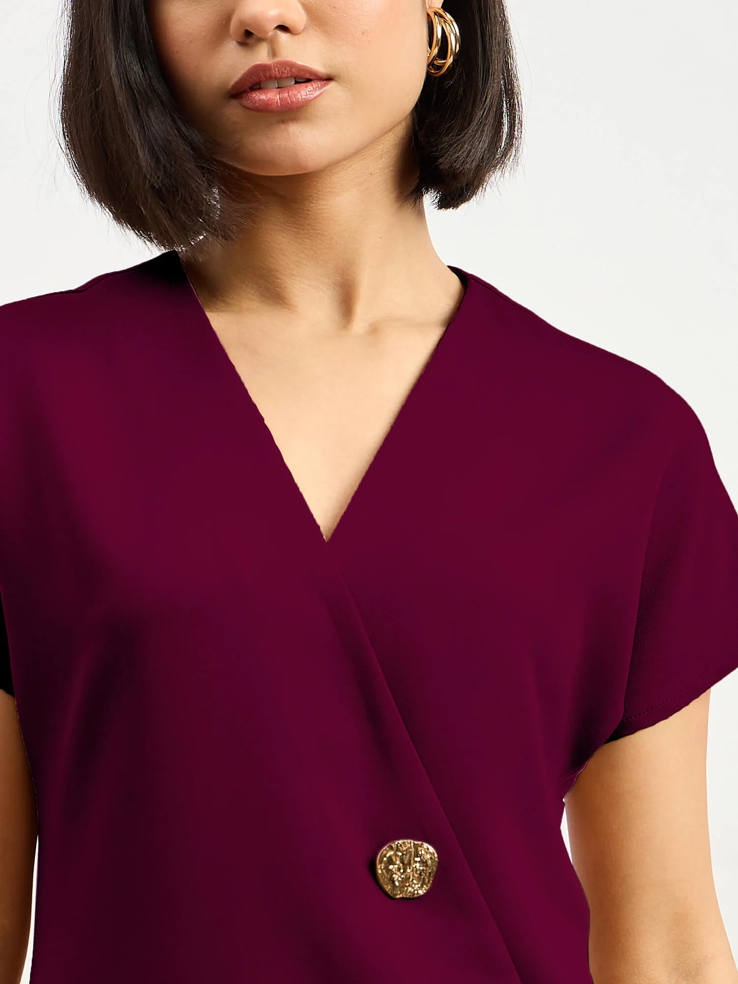 Brogia Overlap Embellished Top-Wine sold by Salt Attire product image thumbnail 3