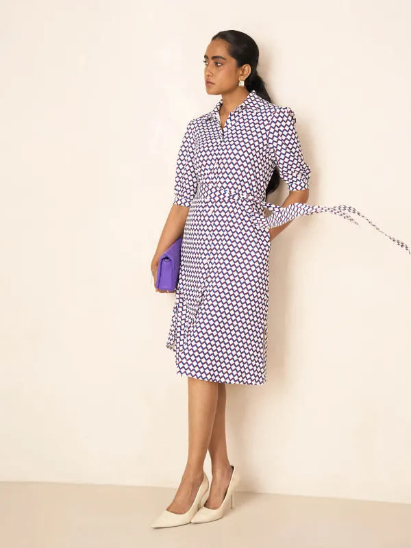 Juno Puff Sleeve Shirt Dress-White sold by Salt Attire