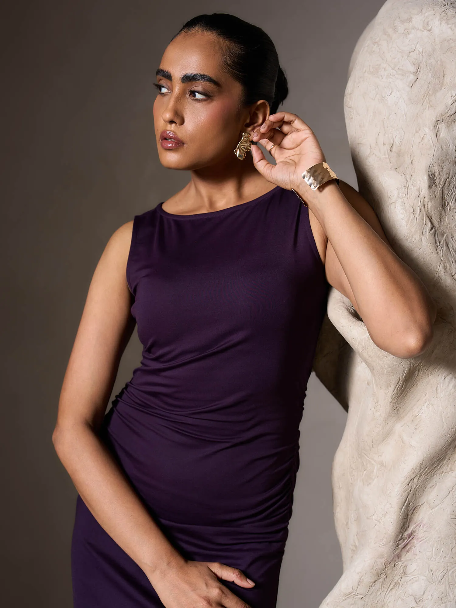 Ortega Ruched Bodycon Dress-Purple sold by Salt Attire