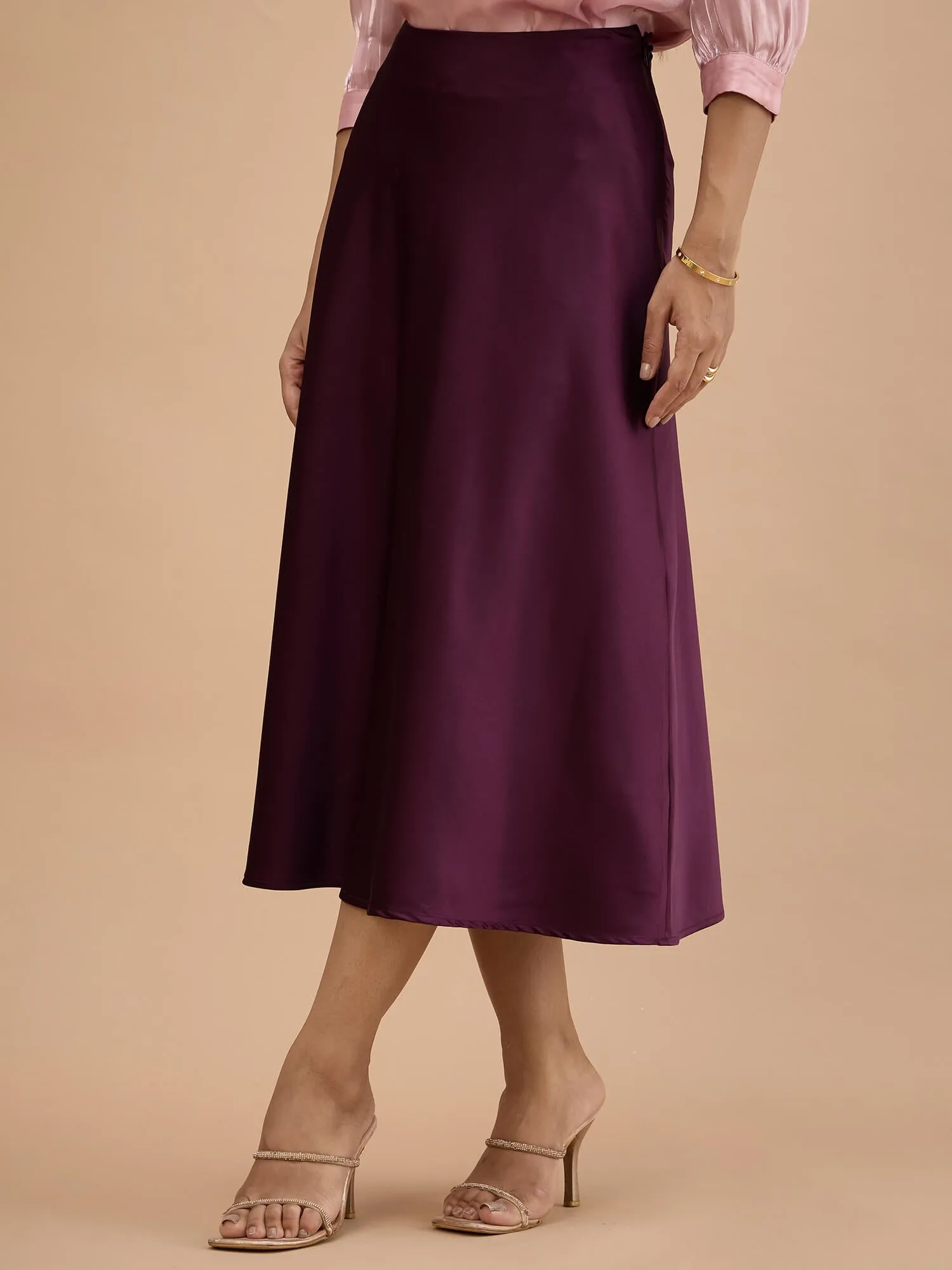 Raya Satin Slip Skirt-Plum sold by Salt Attire product image thumbnail 4