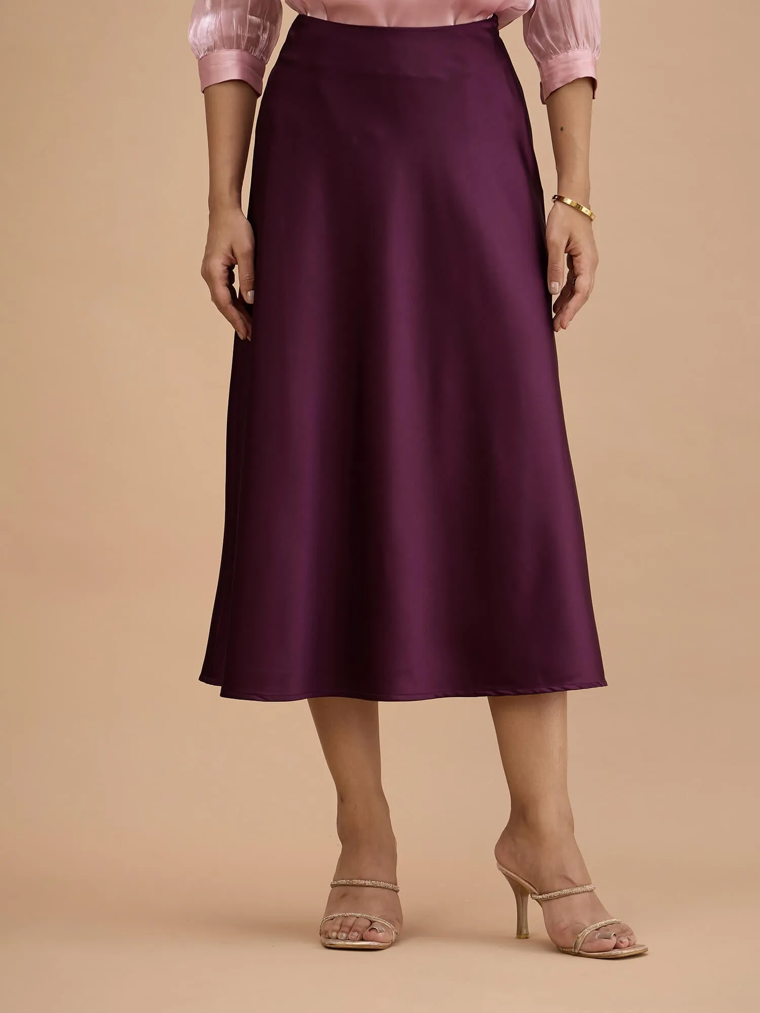 Raya Satin Slip Skirt-Plum sold by Salt Attire product image thumbnail 2